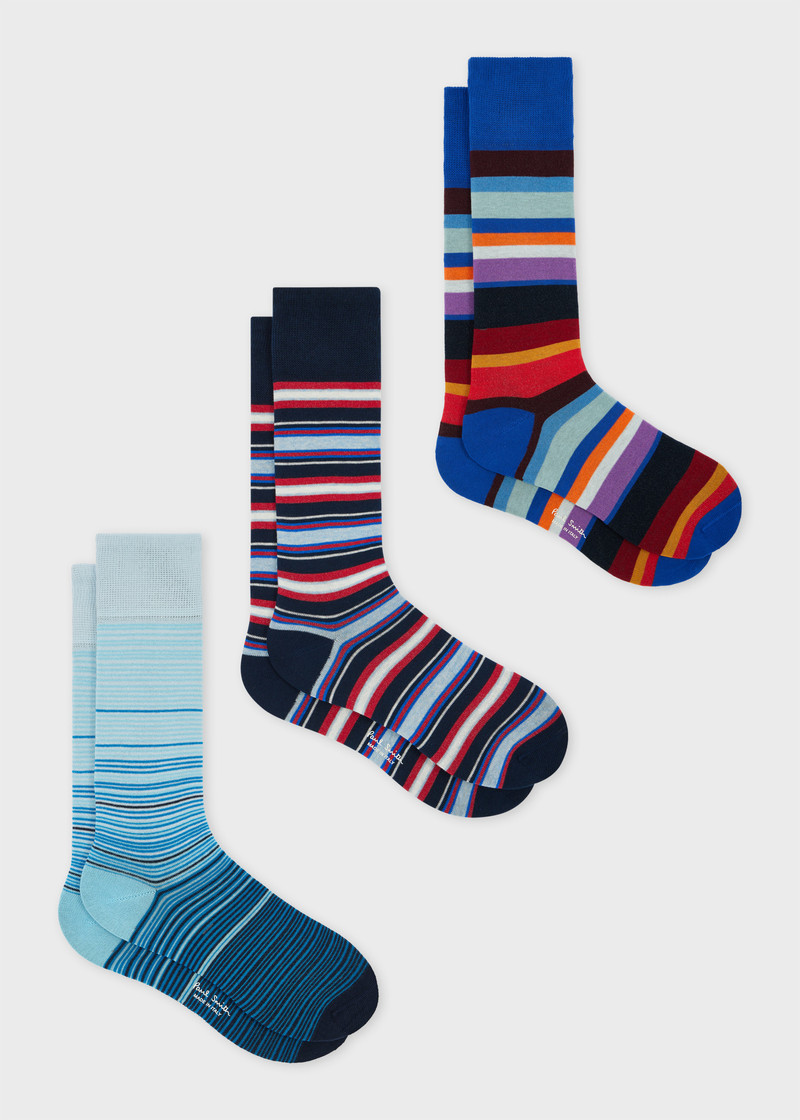 Paul Smith Mixed Stripe Socks Three Pack Cracker Set outlook