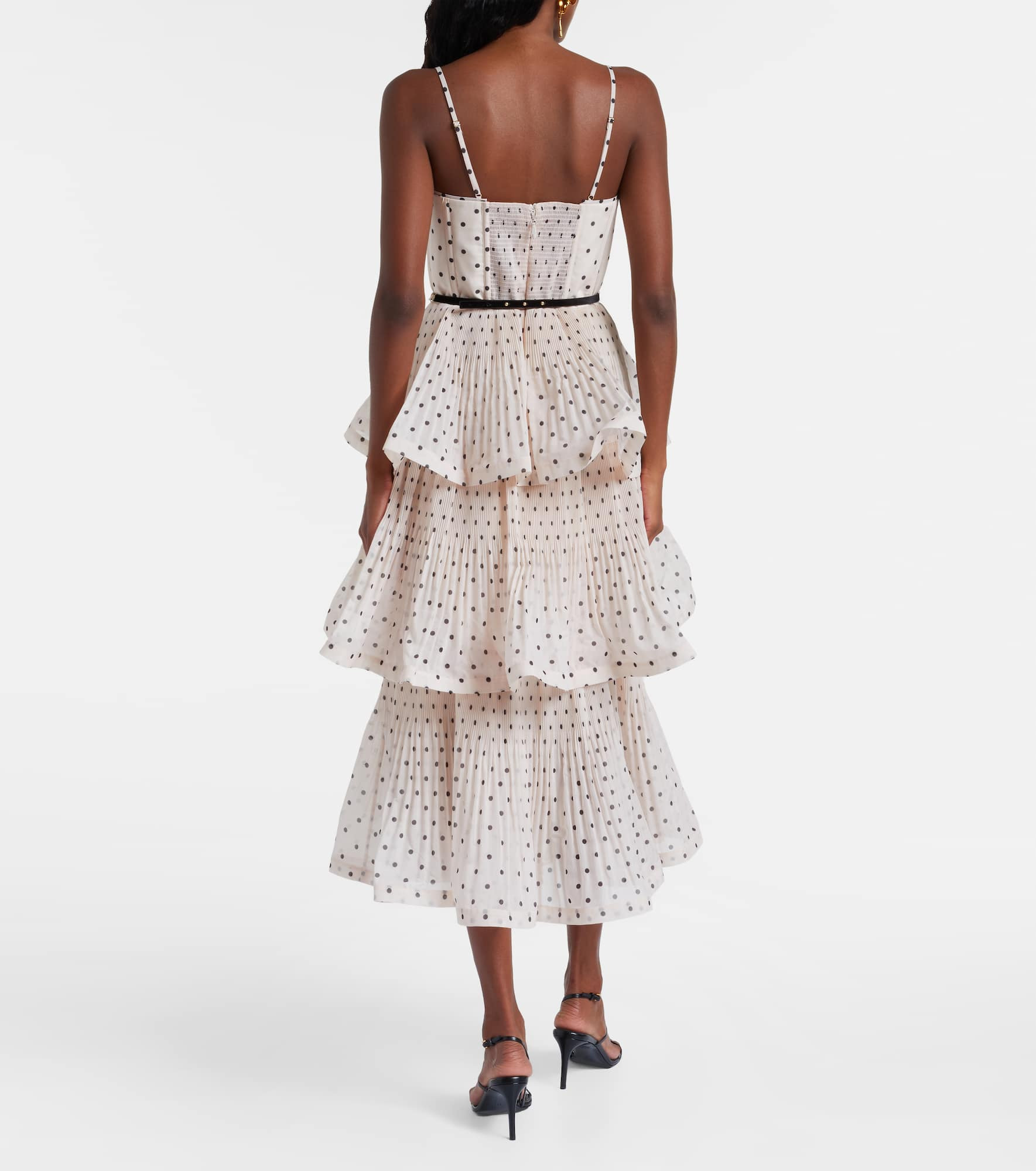 Polka-dot tiered midi dress - 3