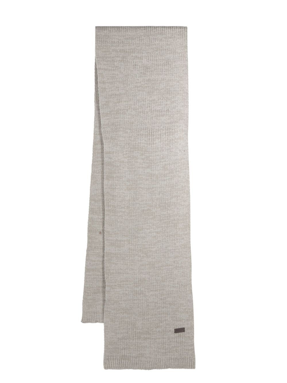 ribbed logo-patch scarf - 1