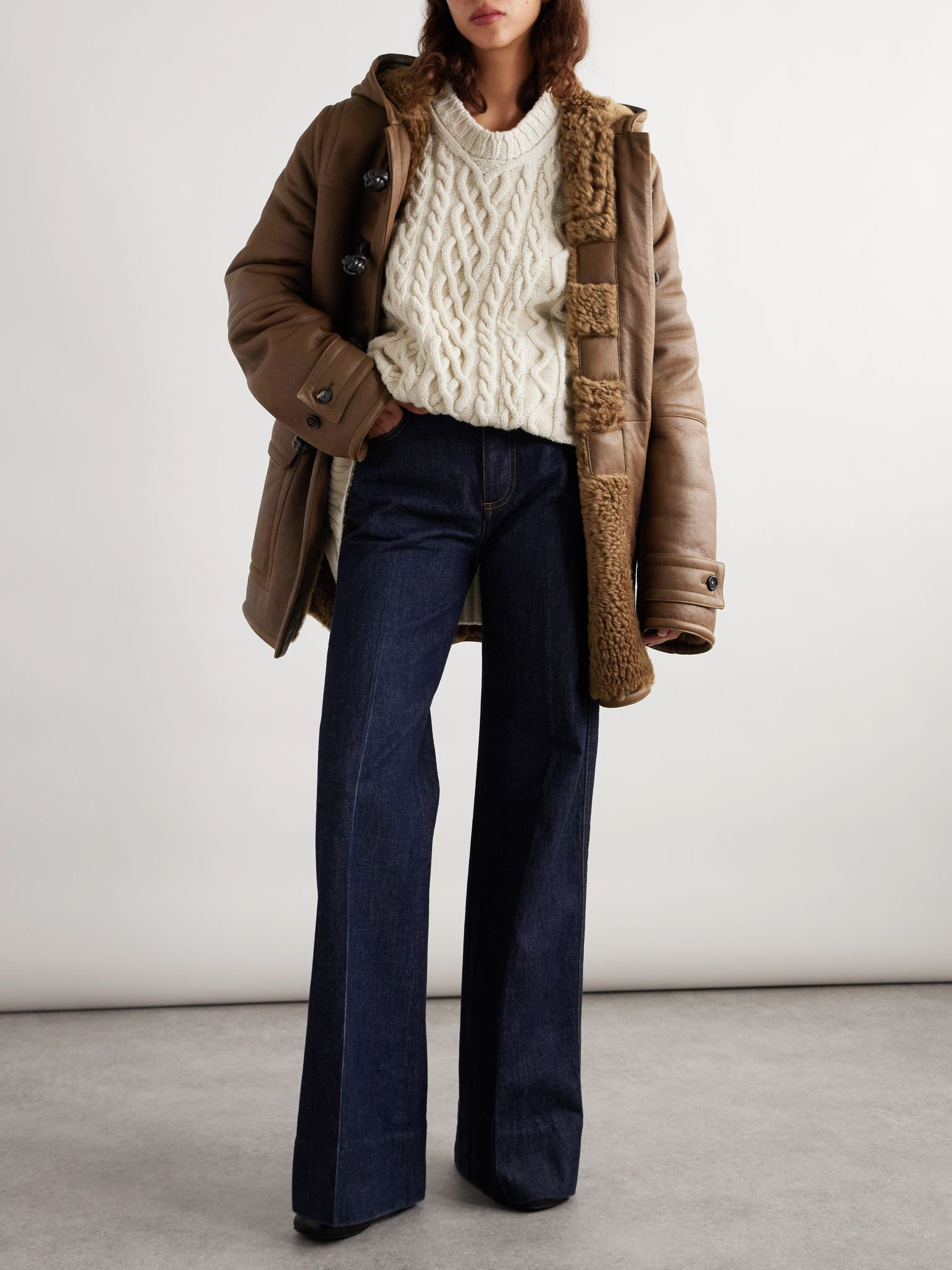 Auckland hooded shearling jacket Brown - 2