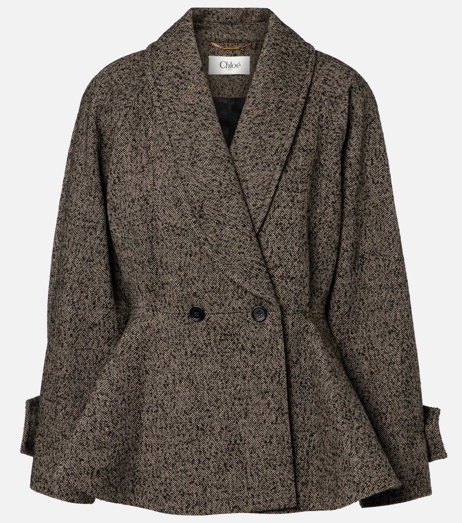Herringbone peplum wool-blend coat - 1