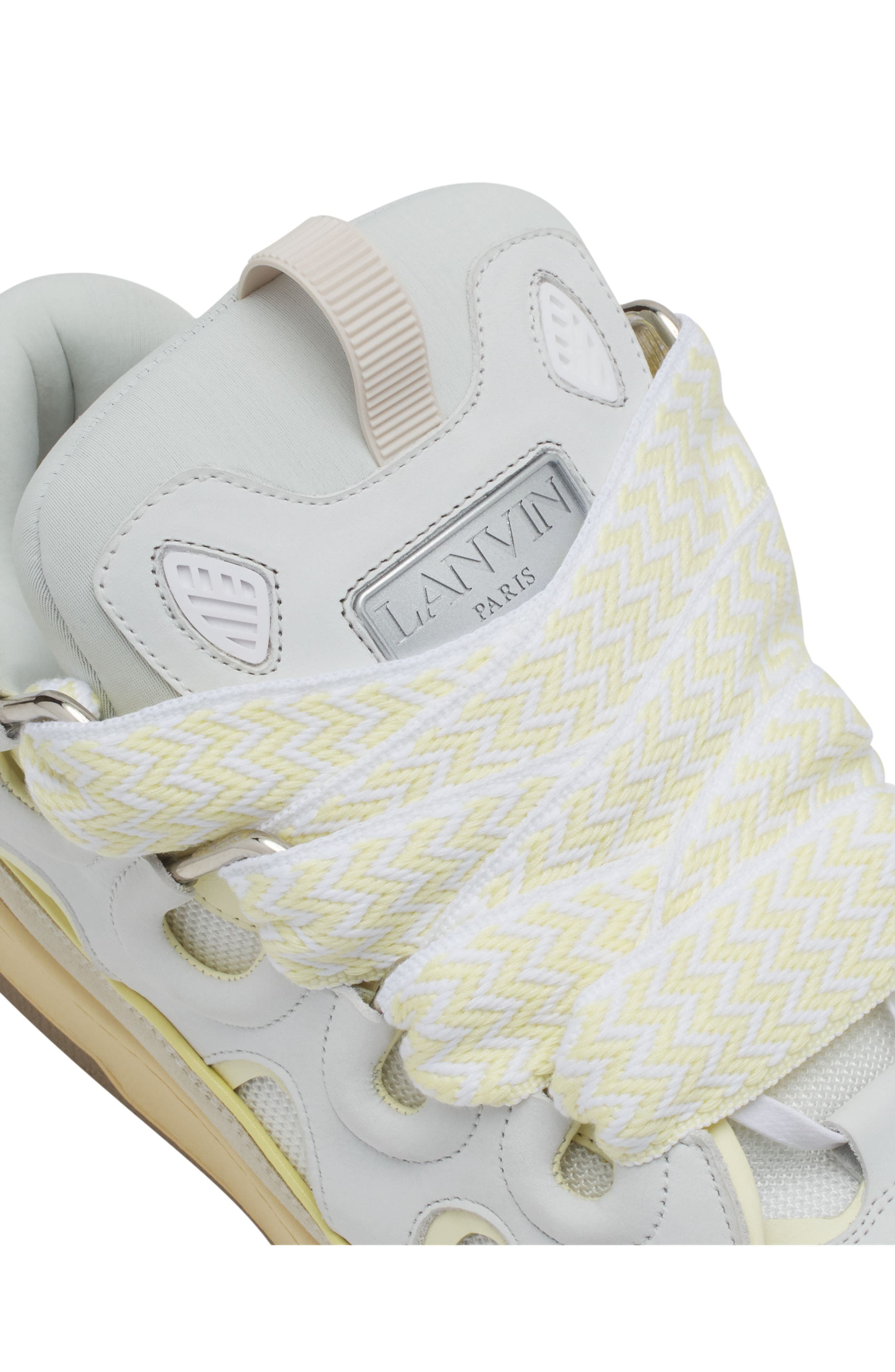 Lanvin Curb Leather Sneakers in White/beige at Nordstrom - 5