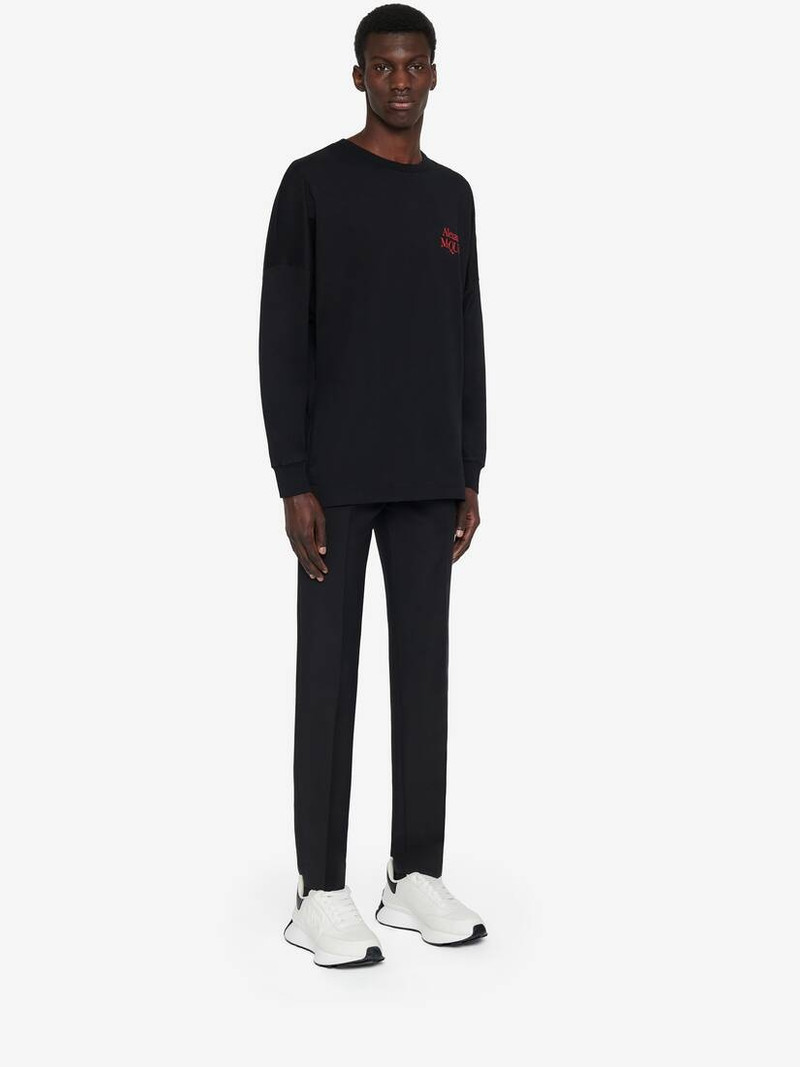 Men's Logo Long Sleeve T-shirt in Black/red 3