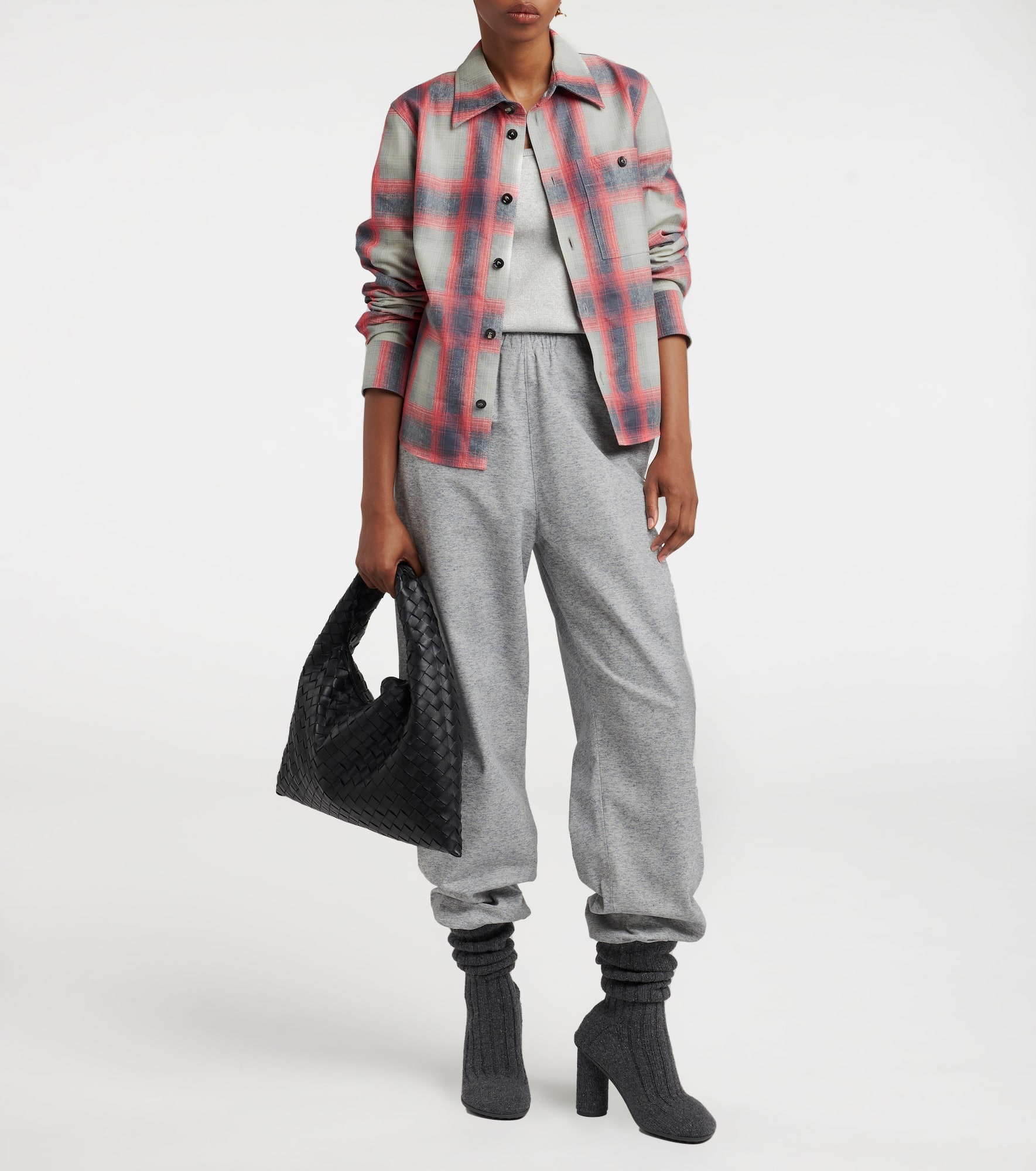 Trompe l'œil leather sweatpants - 2