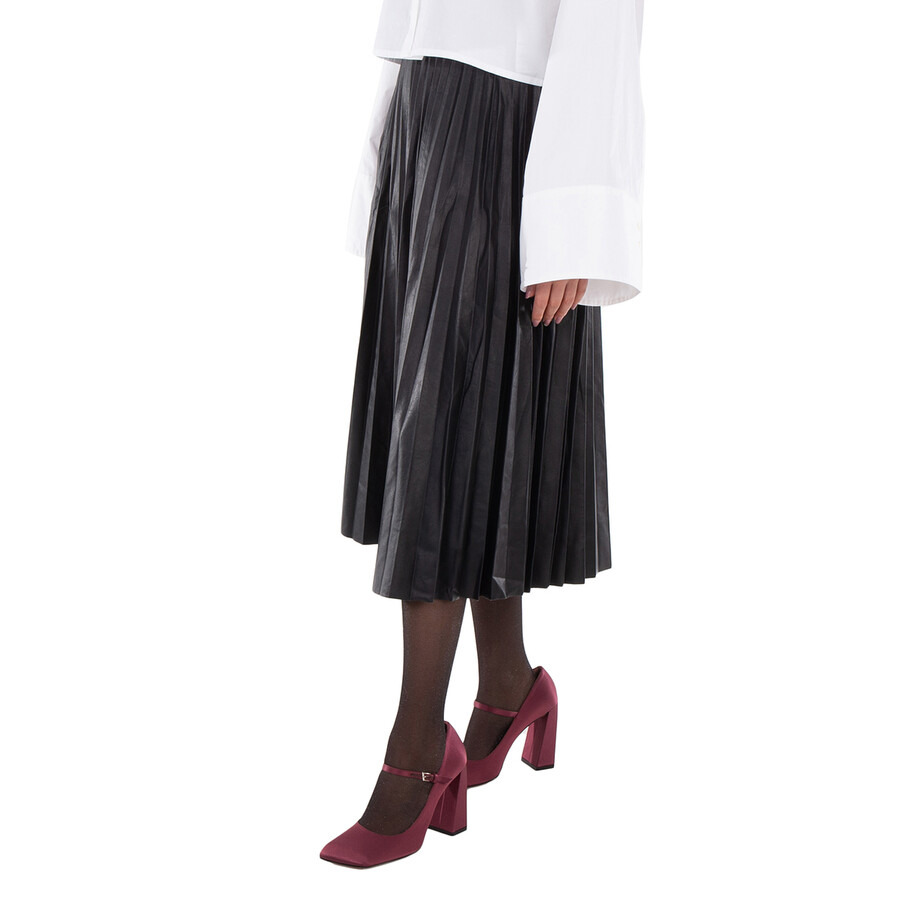 MM6 Black Pleated Midi Skirt - 2