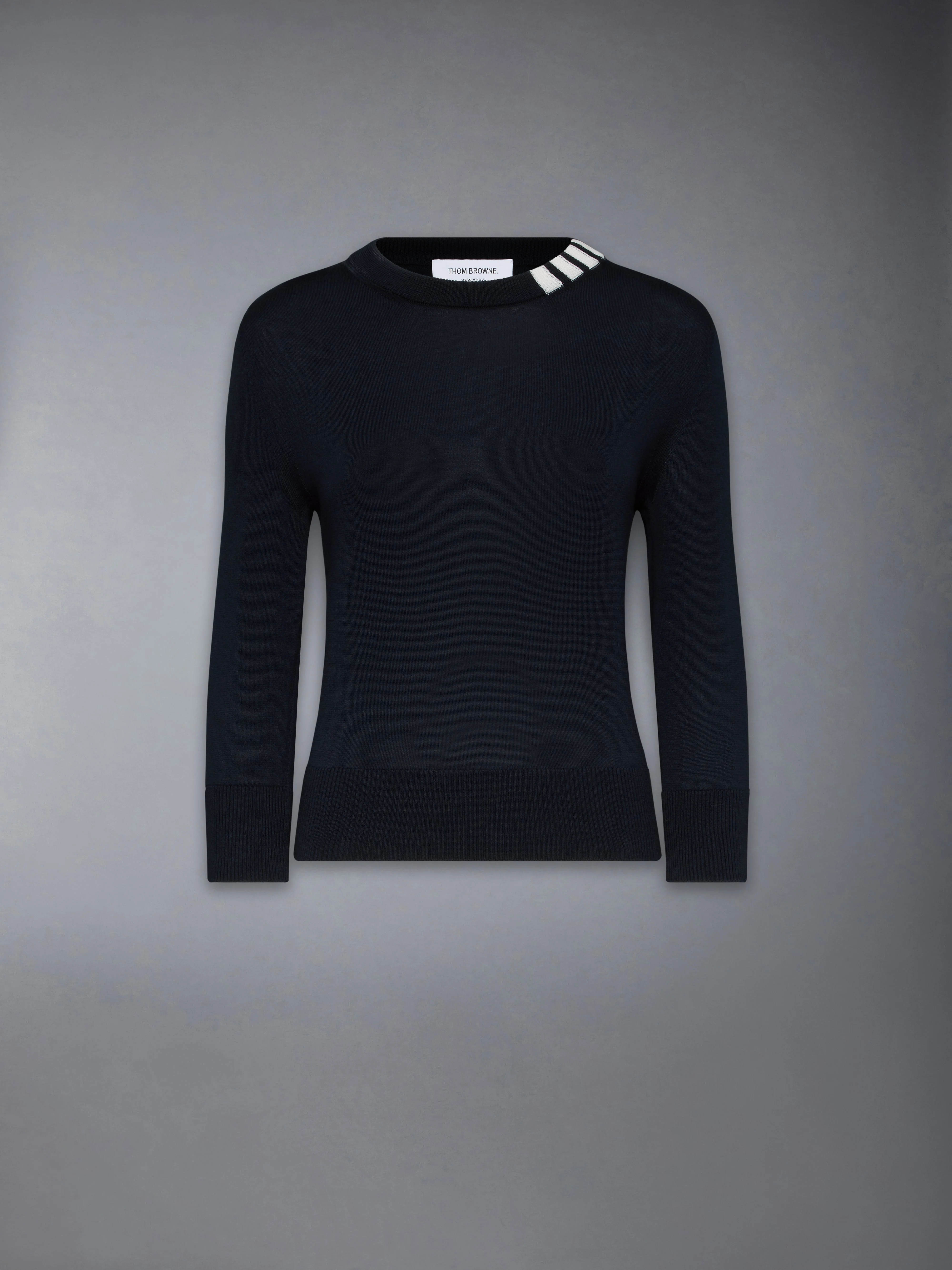 COTTON 4-BAR CREW NECK PULLOVER - 1