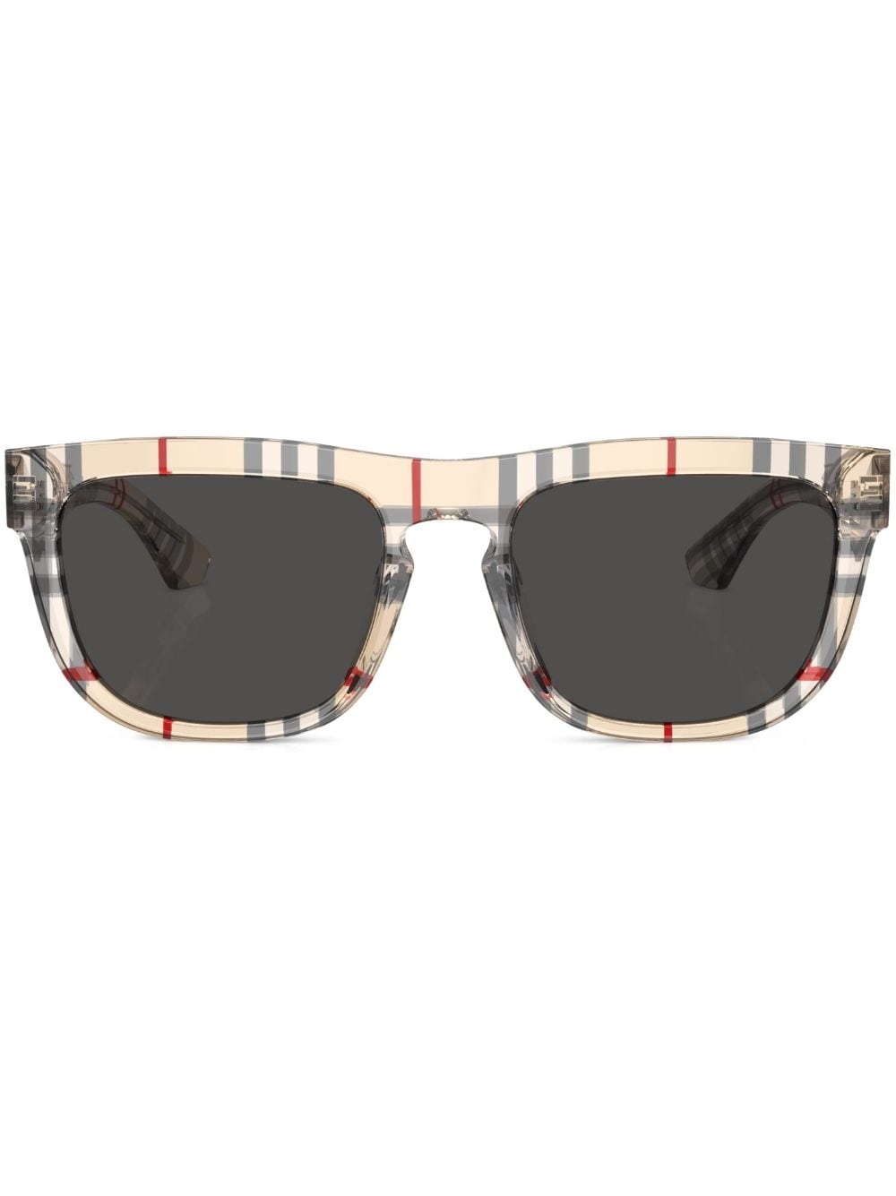 Vintage check-pattern square-frame sunglasses - 1