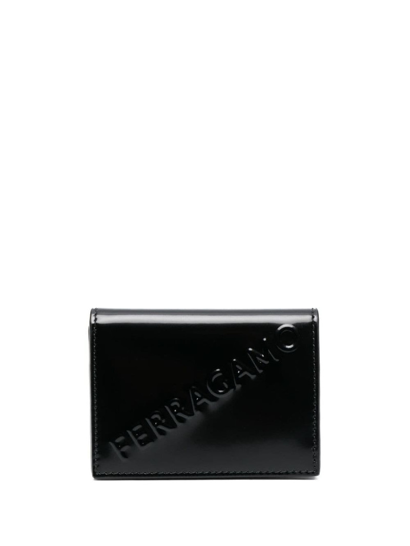 logo-embossed leather cardholder 1