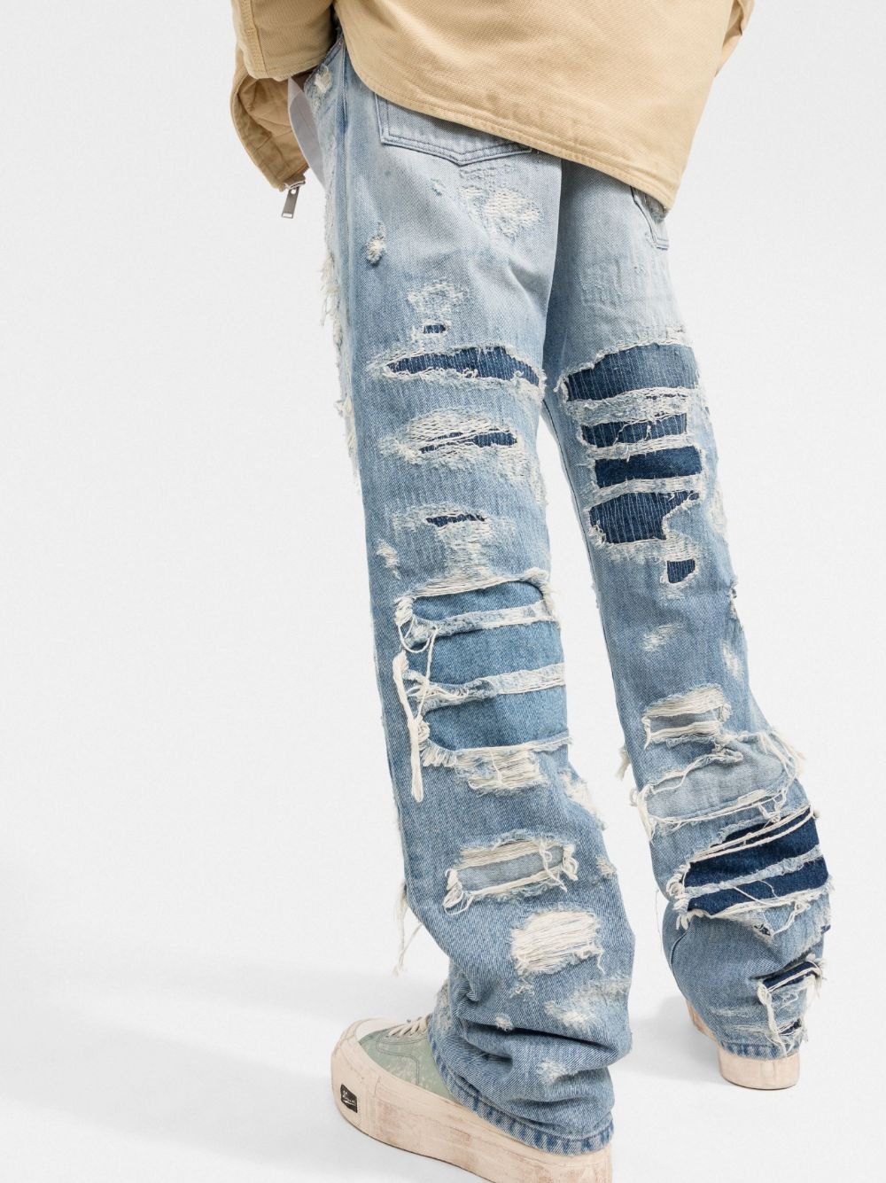 distressed effect jeans - 3