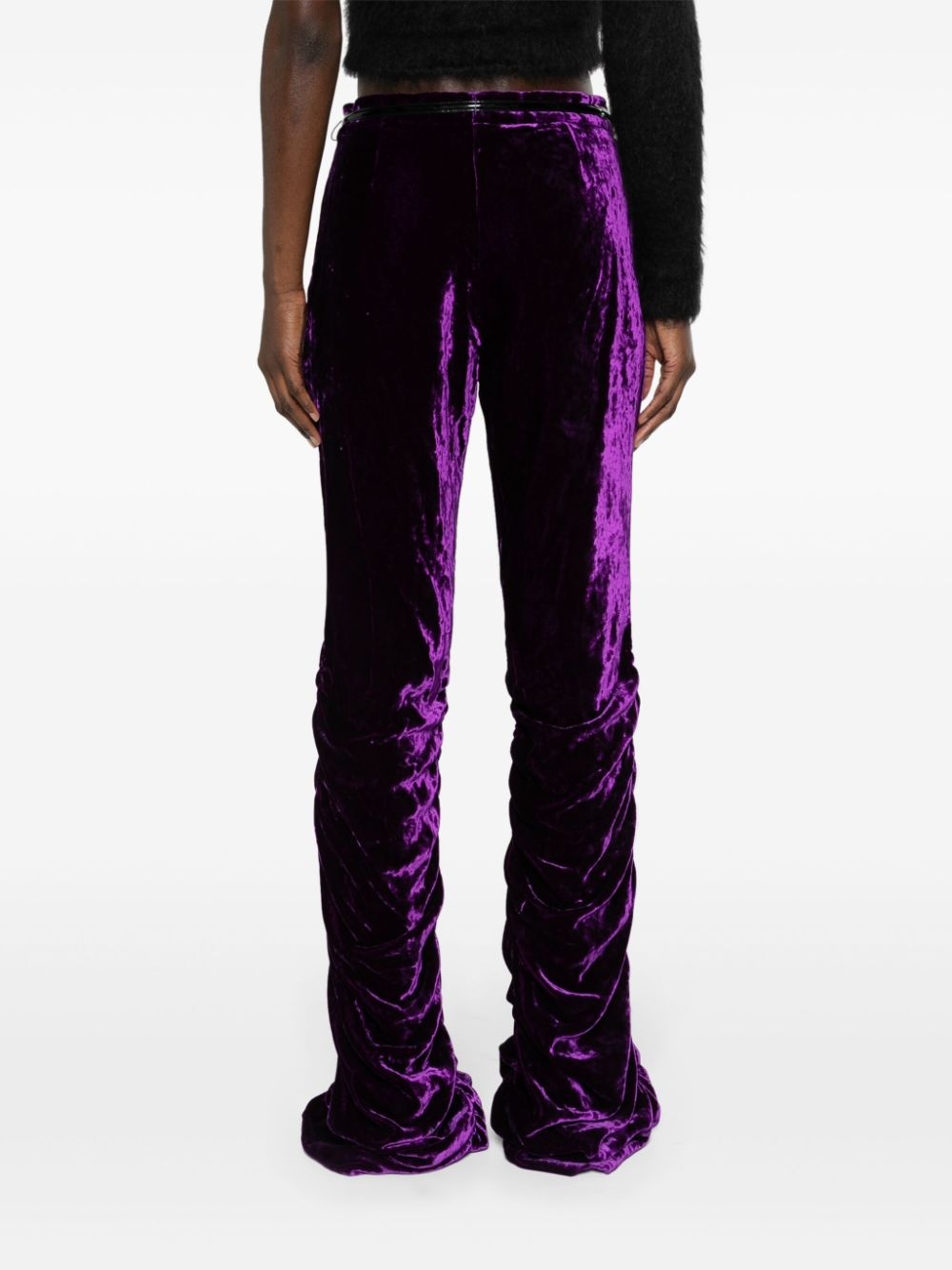 ruched velvet trousers - 4