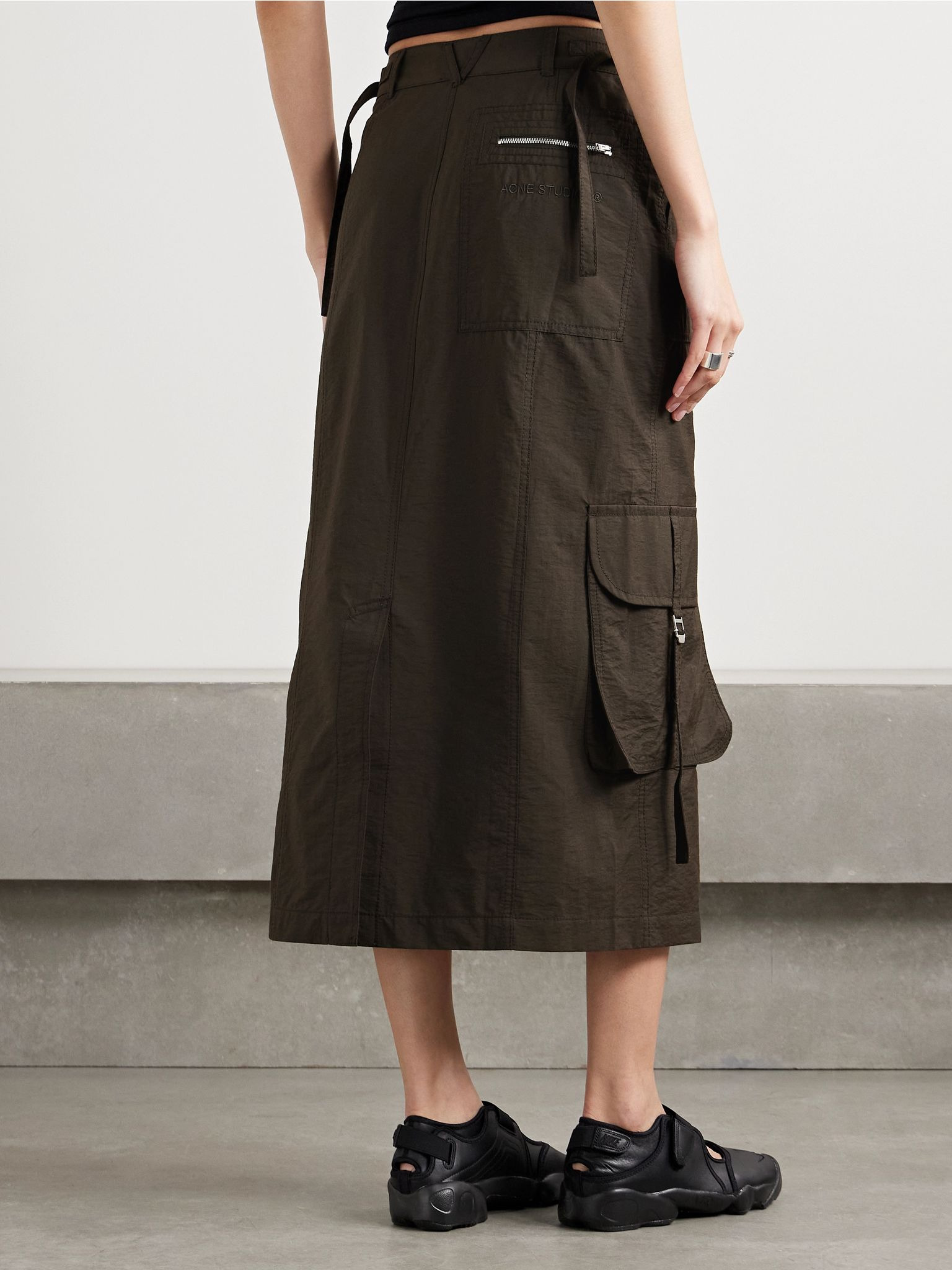 Cotton-blend midi cargo skirt Gray - 3