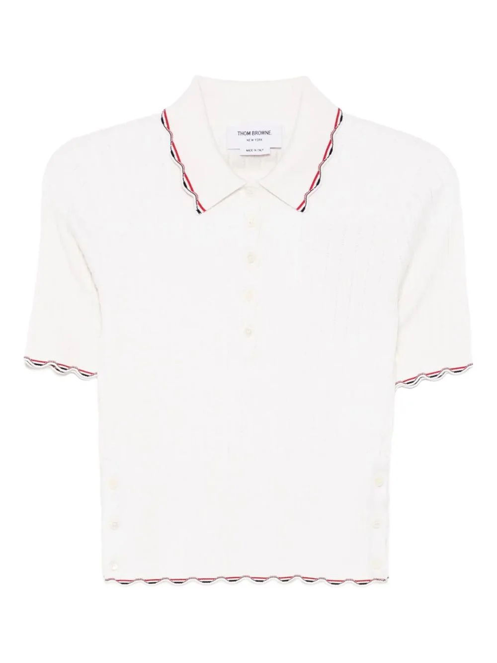 scalloped-trimmed polo top - 1