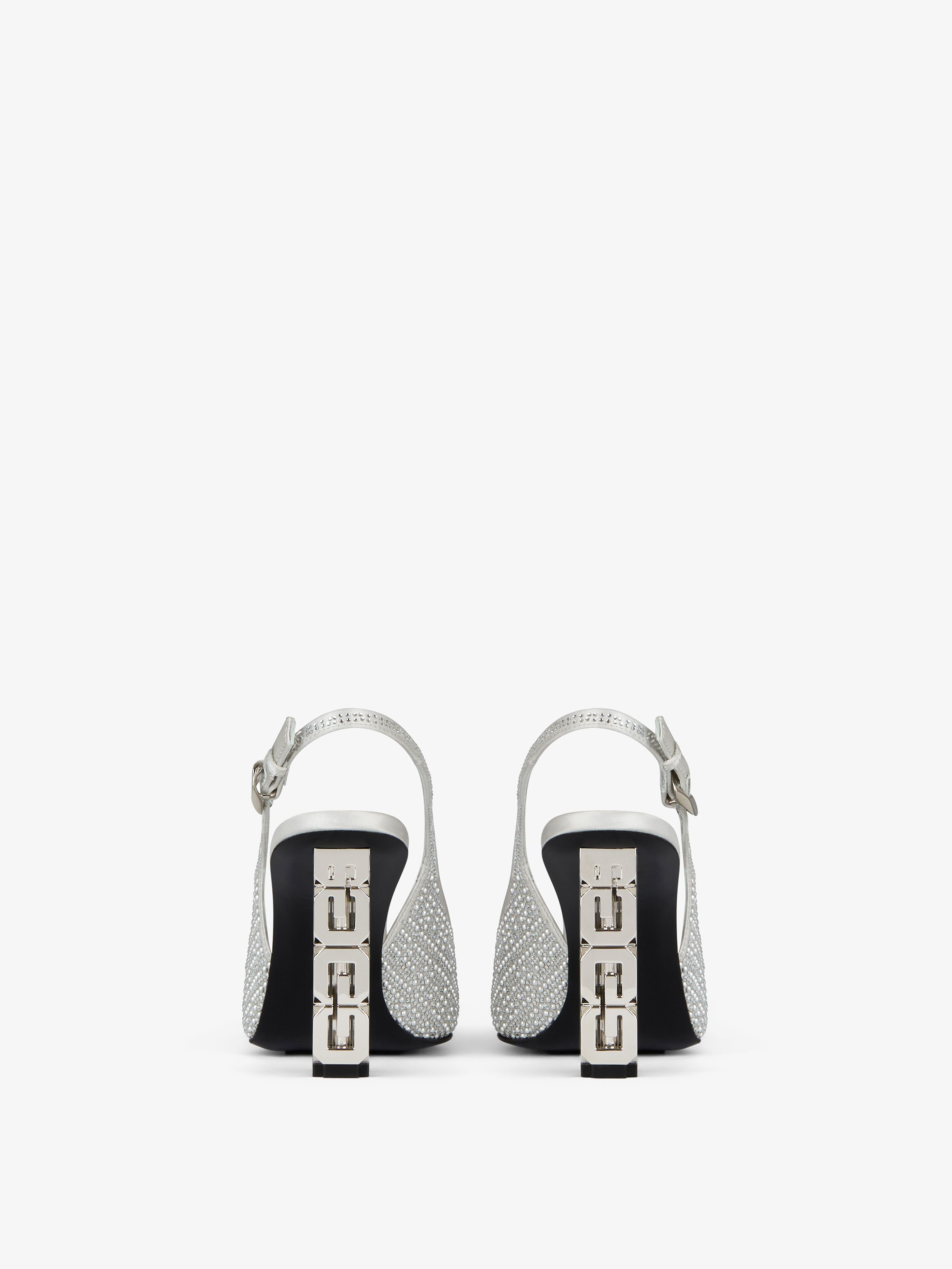 G CUBE SLINGBACKS IN SATIN WITH 4G STUDS AND STRASS - 7