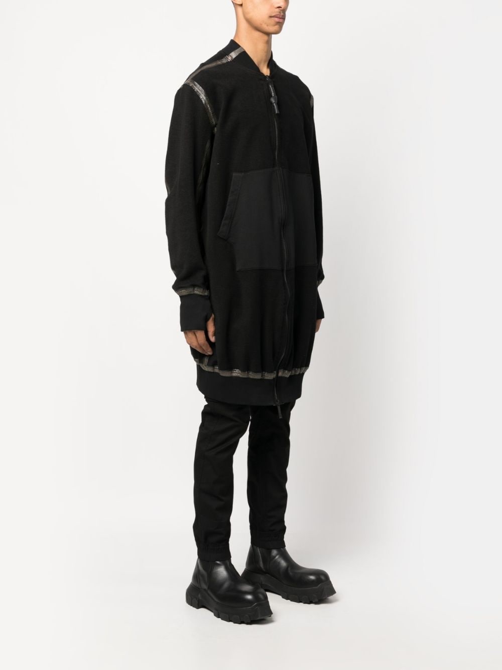 seam-detailing zip-up midi coat - 3