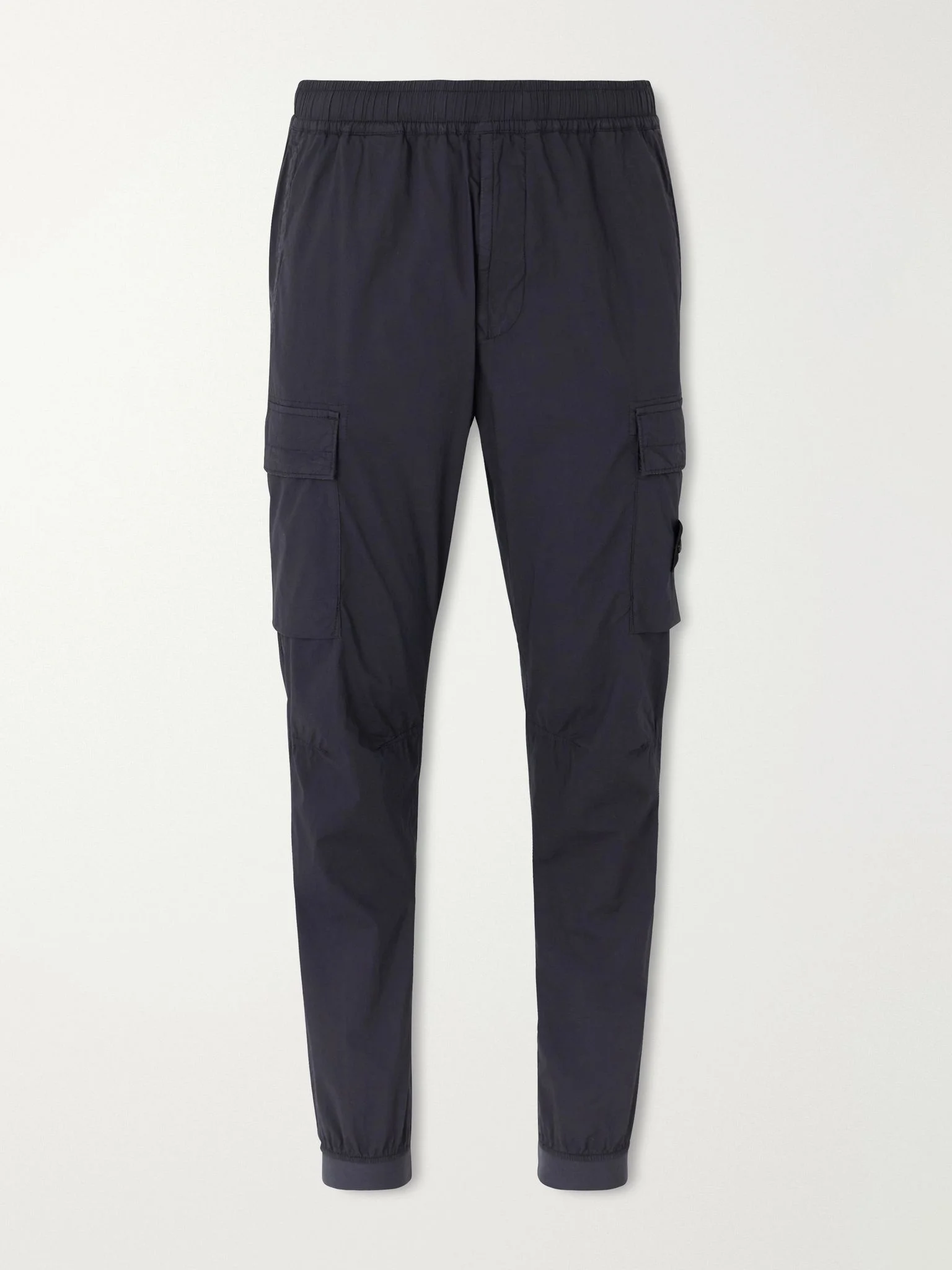 Tapered Cotton-Blend Trousers Navy - 1