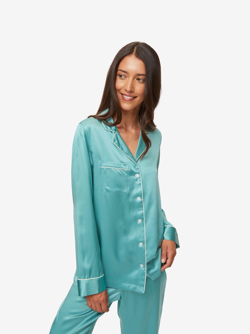 Women's Pyjamas Bailey Silk Satin Sea Foam Green - 2
