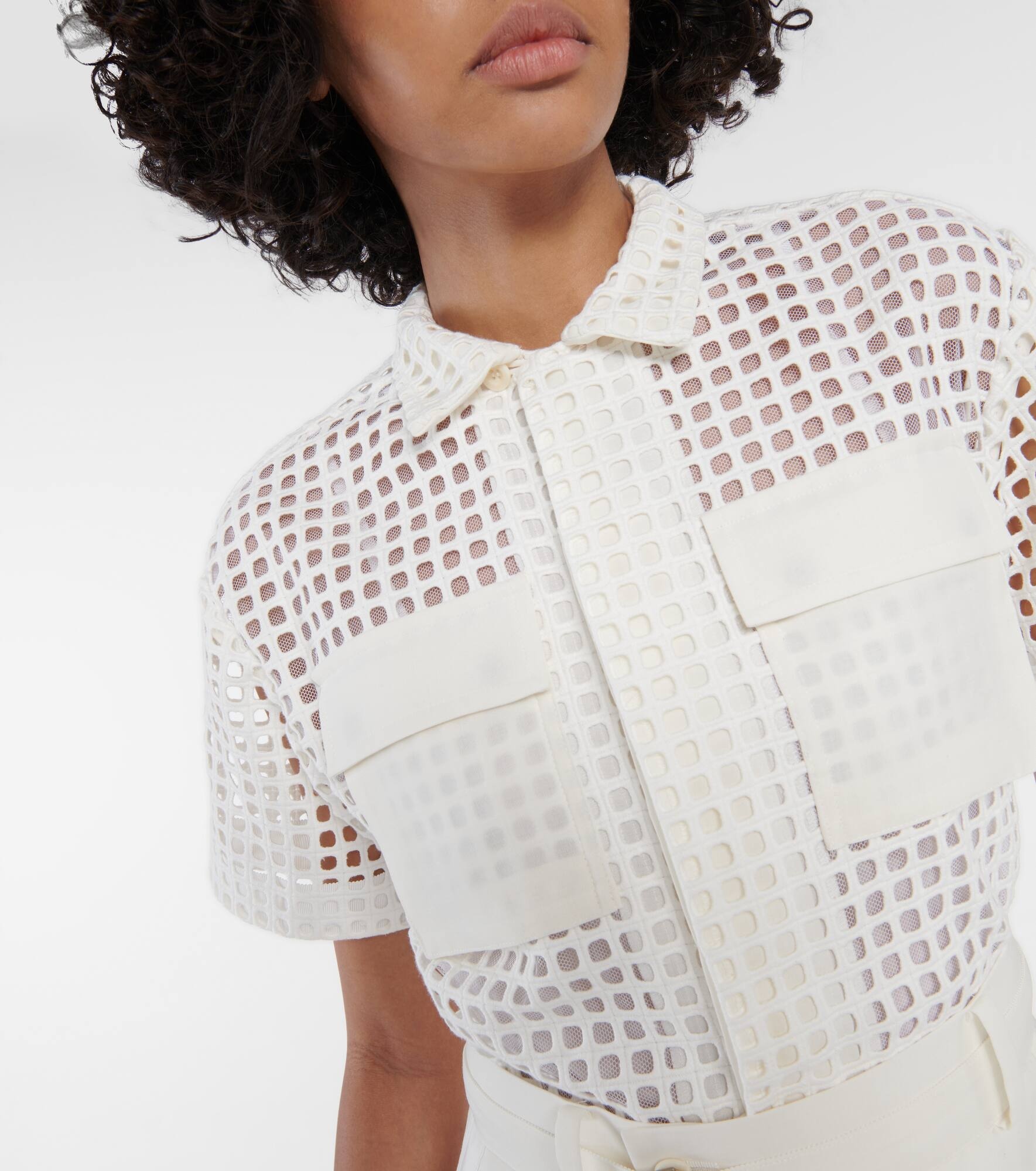 Lace-trimmed cotton midi dress - 4