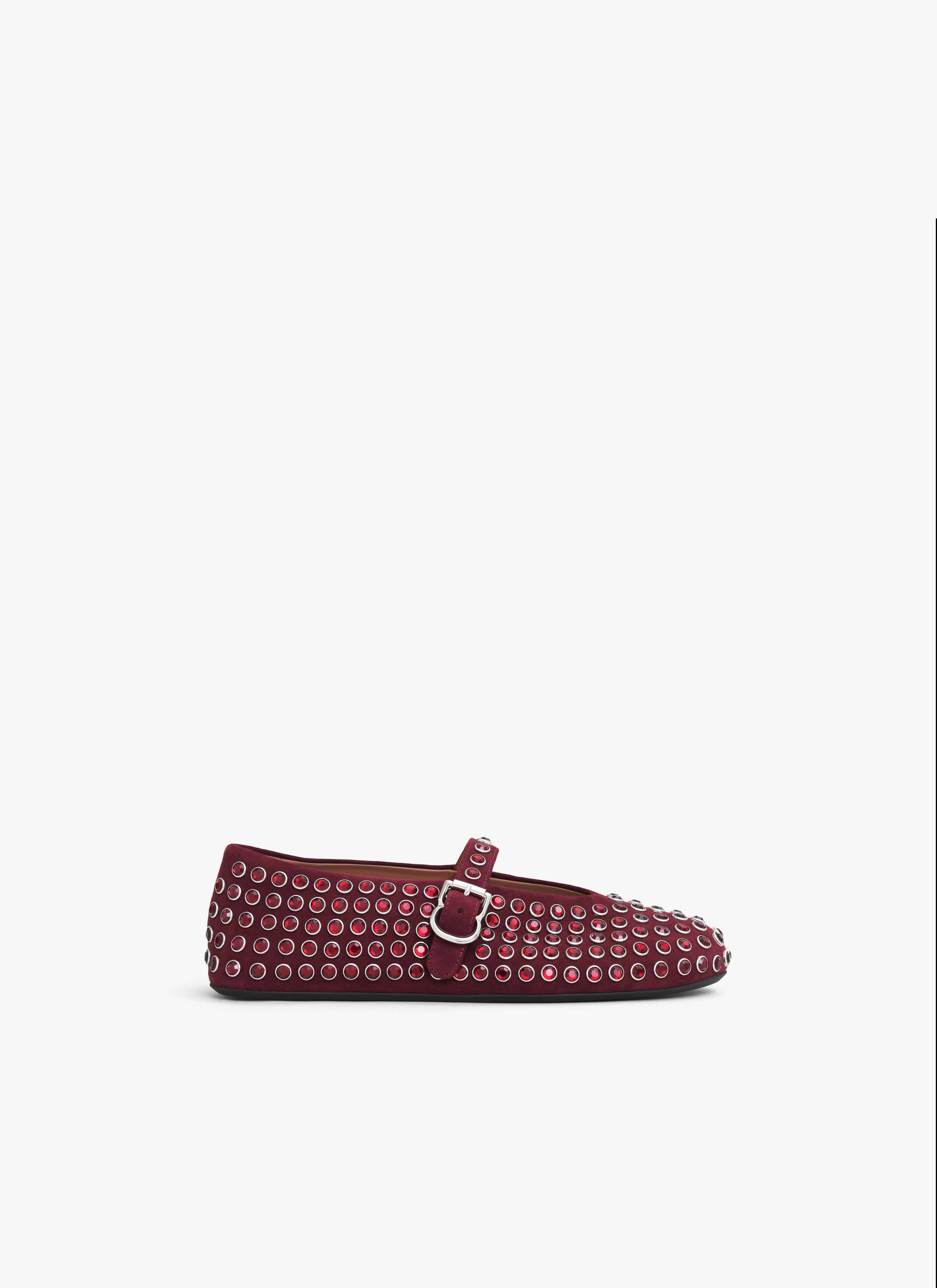 STRASS SUEDE BALLET FLATS - 1