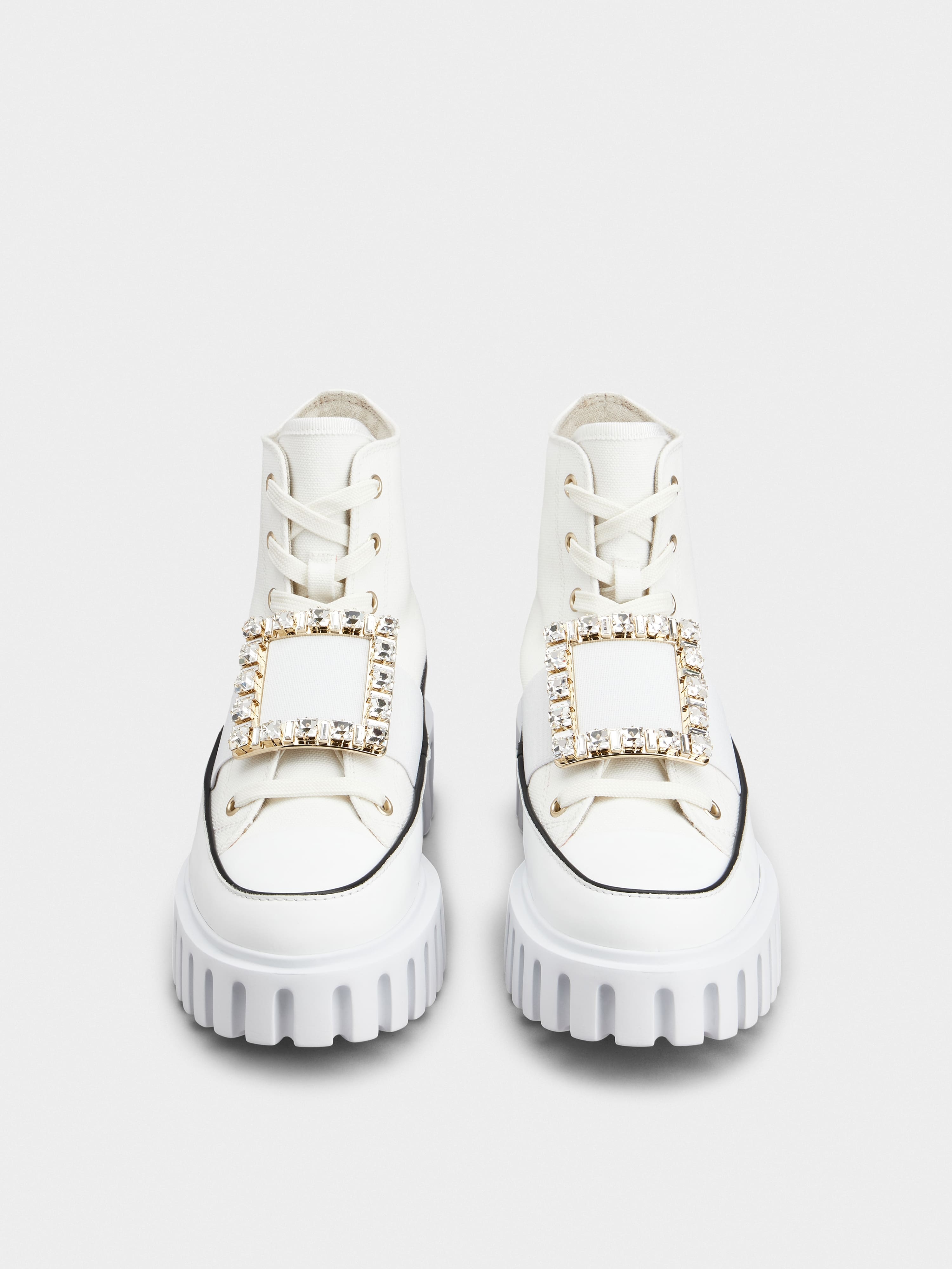 Viv' Go-Thick Strass Buckle Hi-Top Sneakers in Canvas - 7