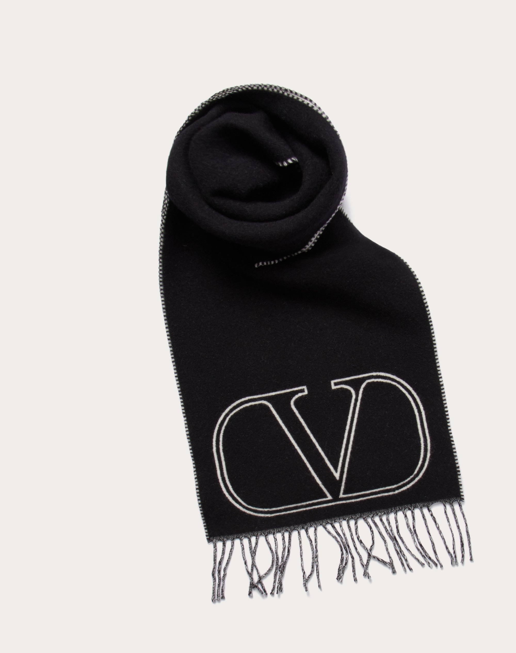 VLOGO SIGNATURE WOOL AND CASHMERE SCARF - 1