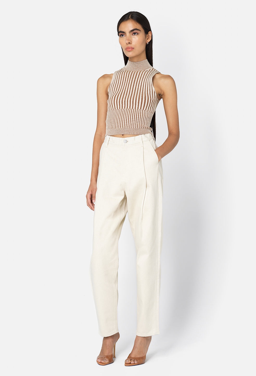 PIPER SILK RIB MOCK NECK TOP - 4