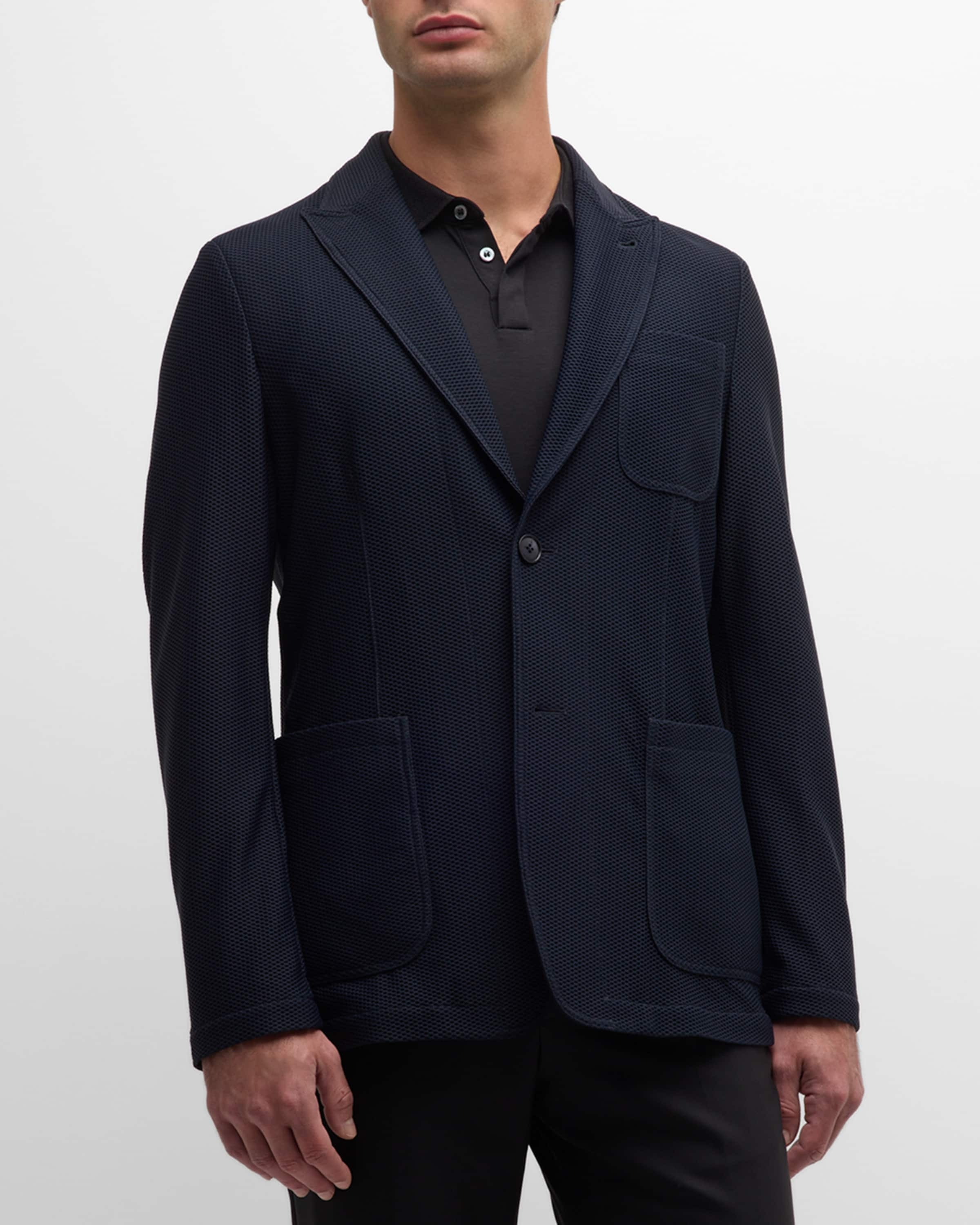 Men's Single-Breasted Rice Stitch Sport Coat - 1