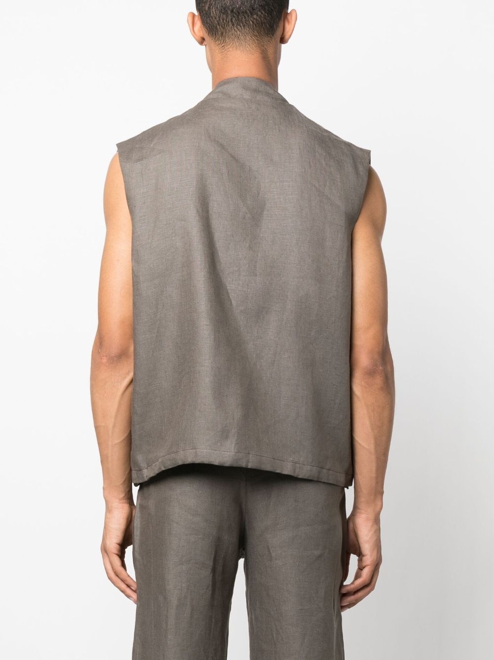 band-collar zip-up gilet - 4