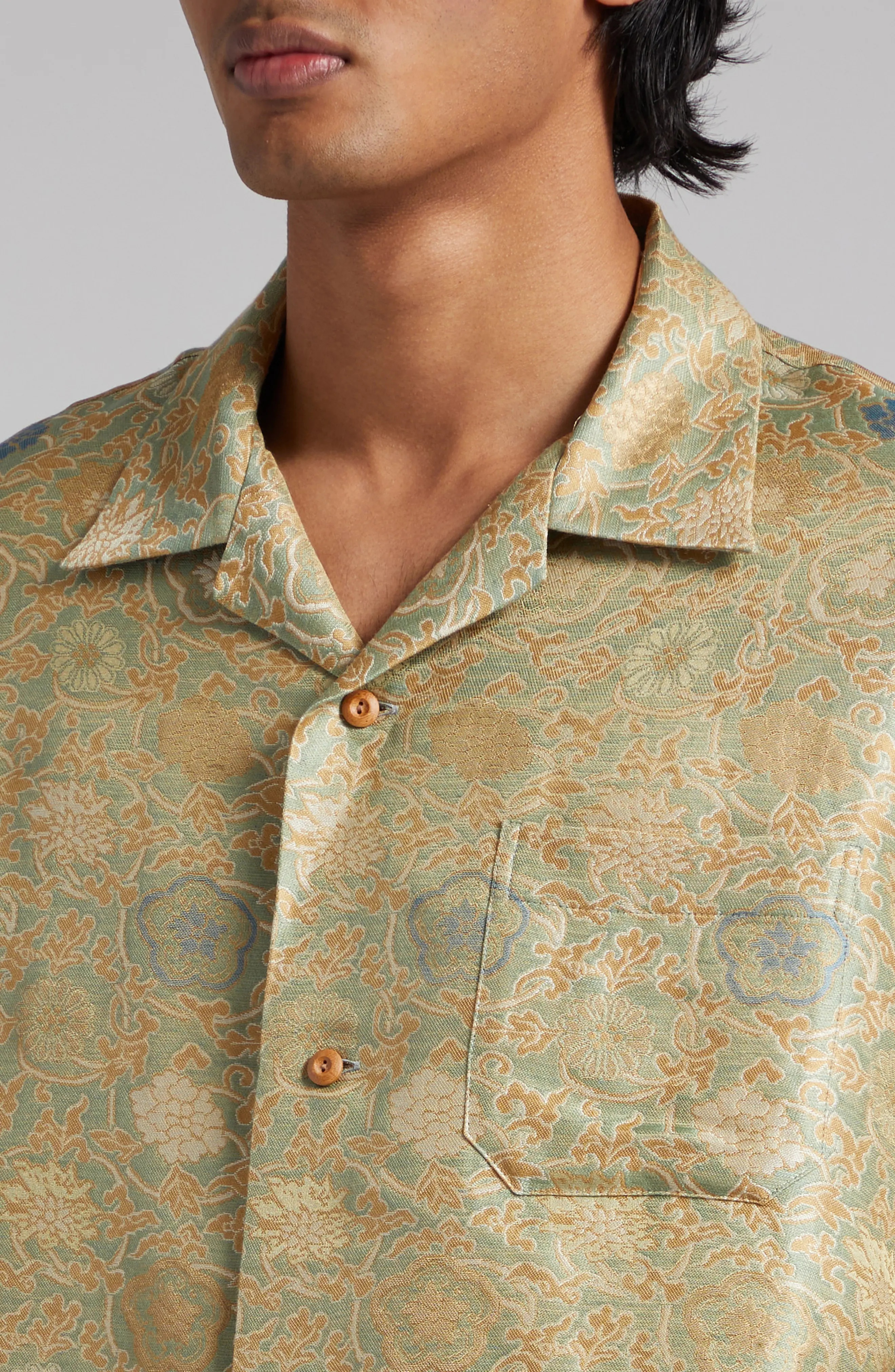 Copa Floral Jacquard Silk Blend Camp Shirt - 5