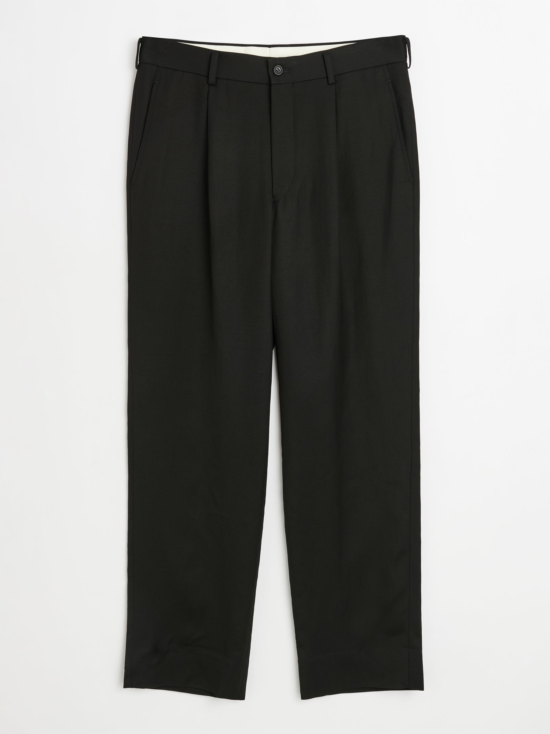 COMME DES GARÇONS HOMME PLUS RAYON LINEN TWILL PANTS BLACK - 1