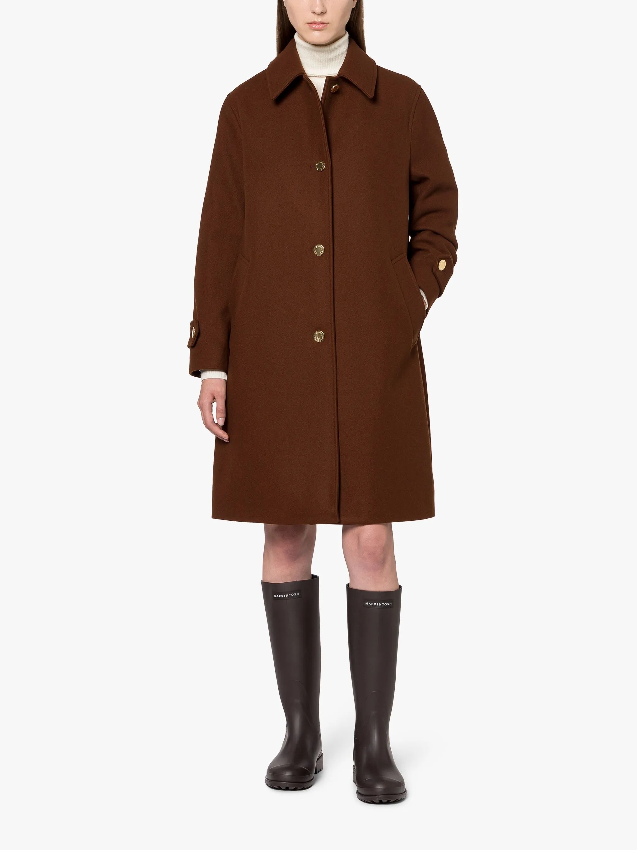 BANTON BROWN WOOL 3/4 COAT - 2
