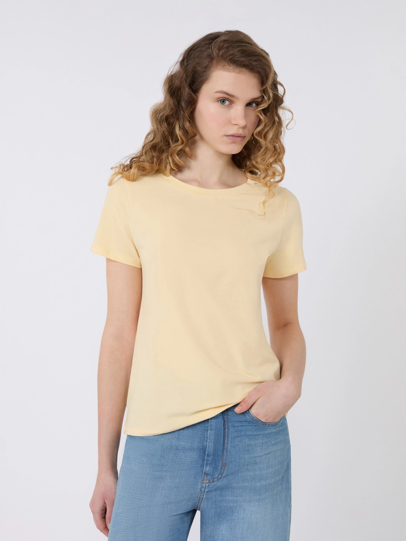 MULTIF Stretch jersey basic T-shirt - LIGHT YELLOW 5
