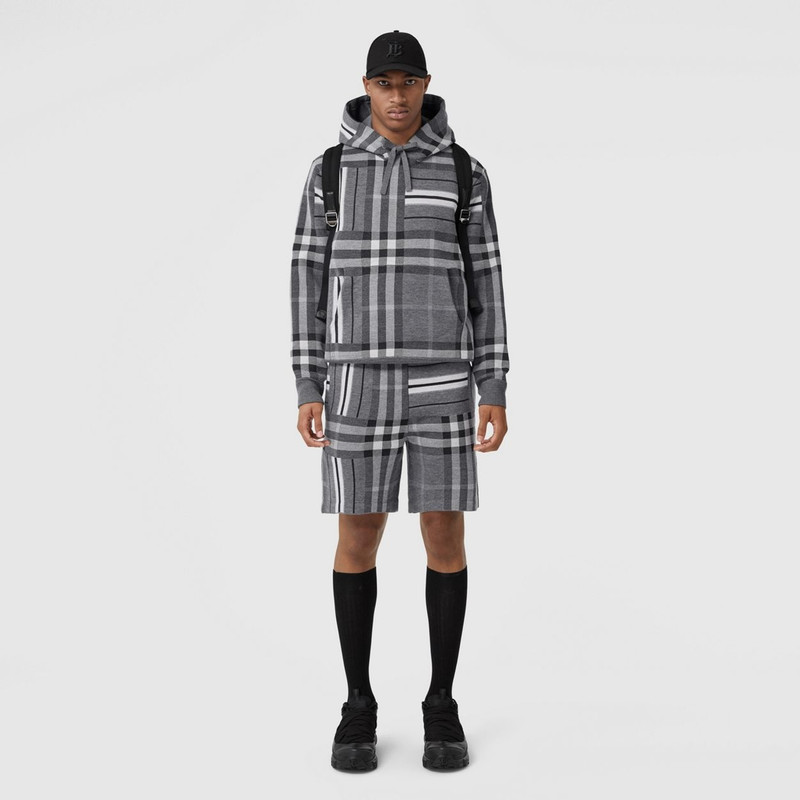 Burberry Check and Stripe Wool Blend Jacquard Hoodie outlook