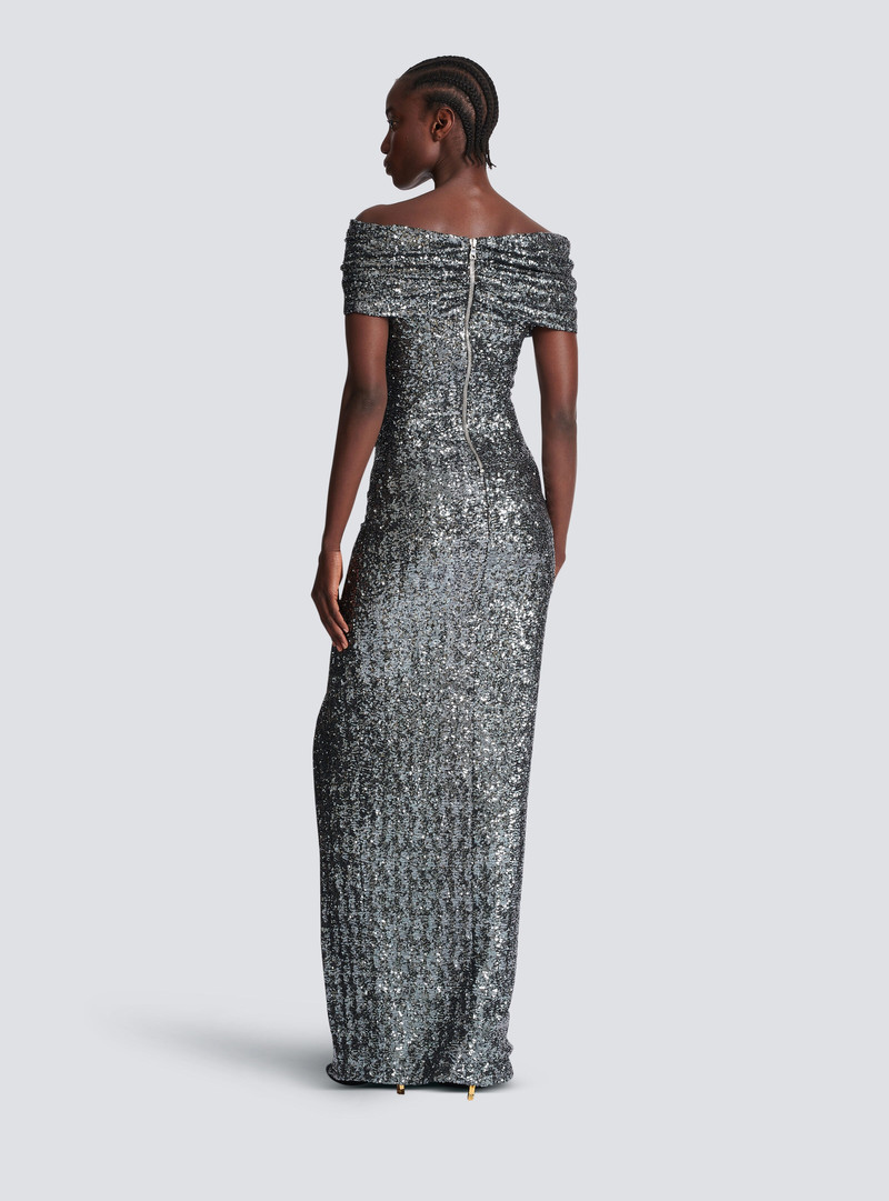 Long draped sequin dress 4