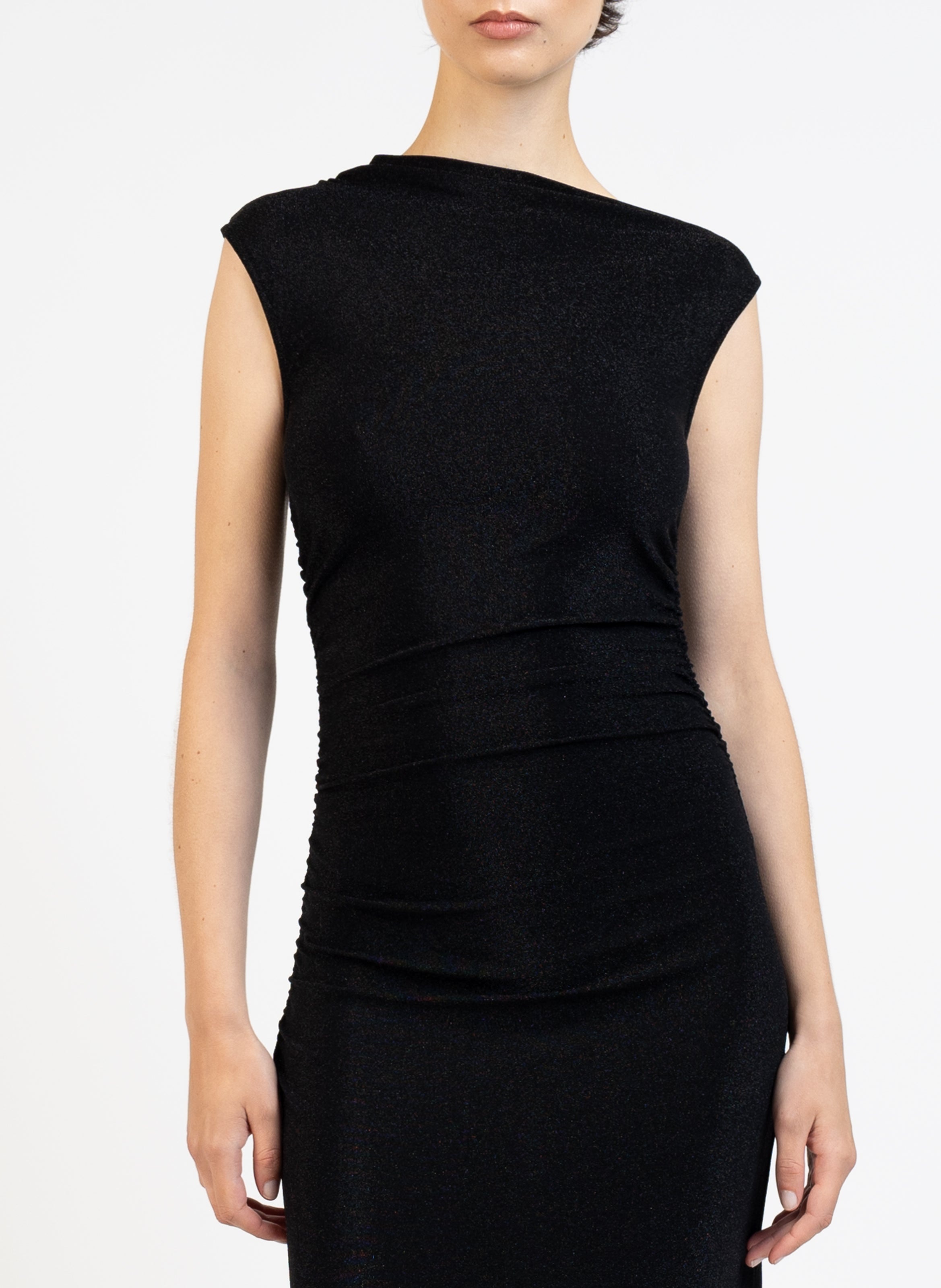 Draped Jersey Dress/Black - 2