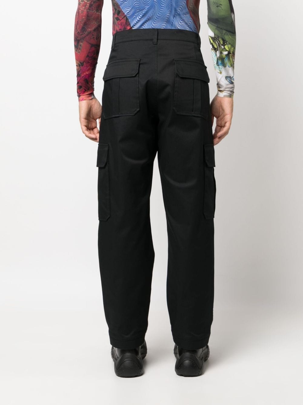 logo-embroidered wide-leg trousers - 4