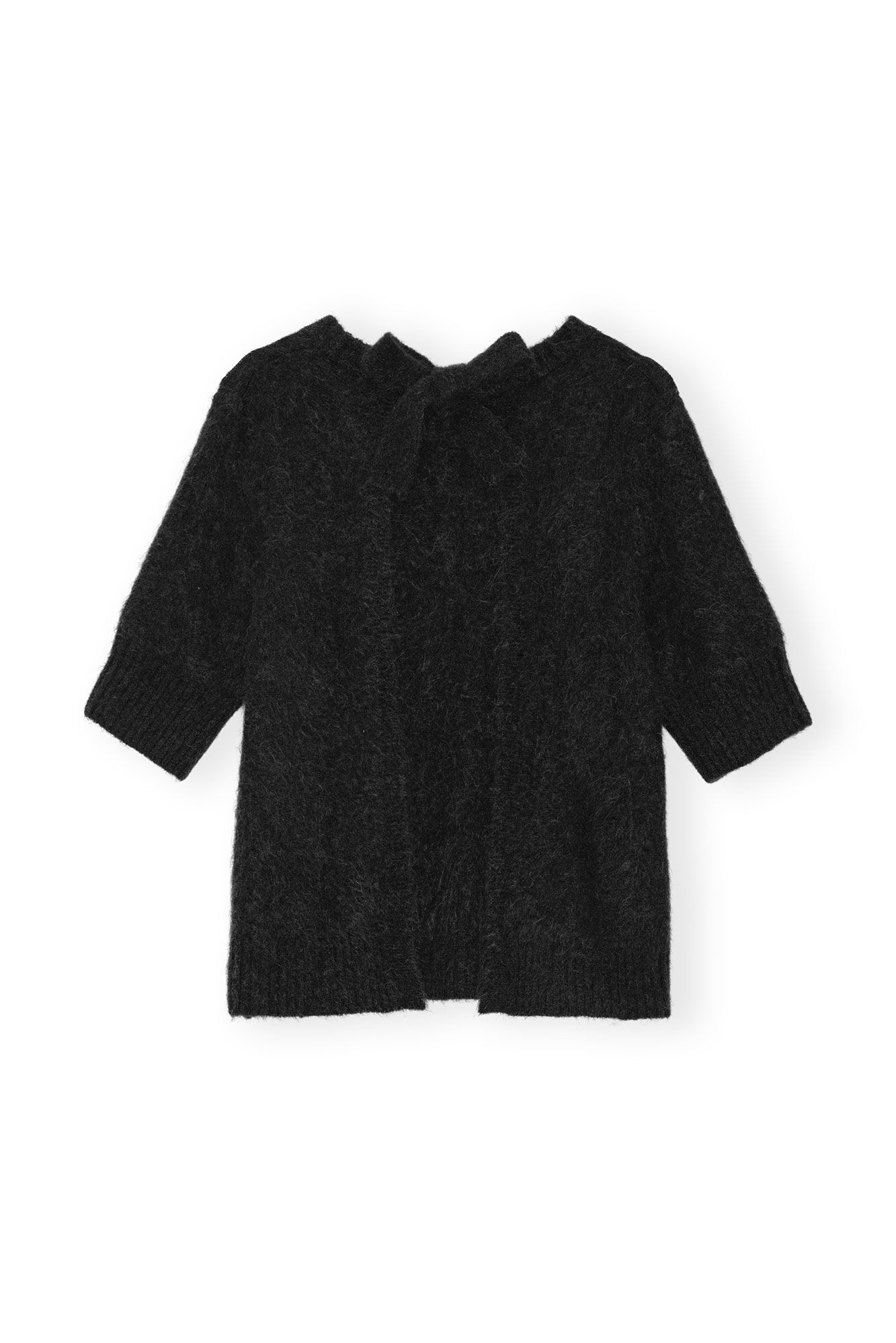 BLACK BRUSHED ALPACA OPEN BACK TOP - 1