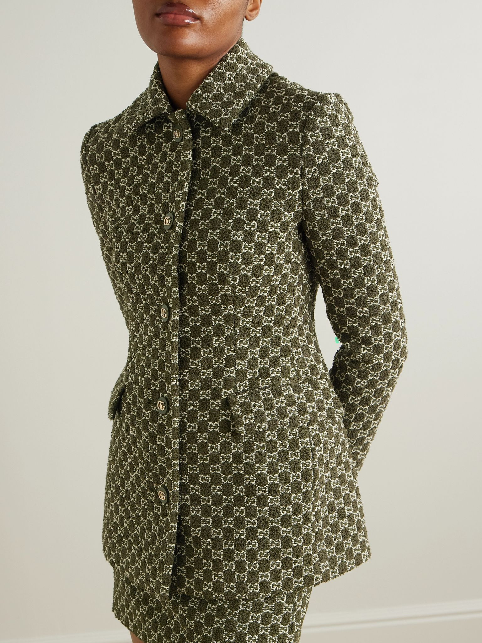 Jacquard-knit cotton-blend bouclé jacket Green - 3