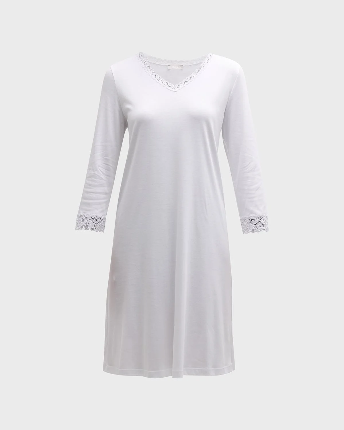 Moments Short Sleeve Lace Cotton Nightgown - 1