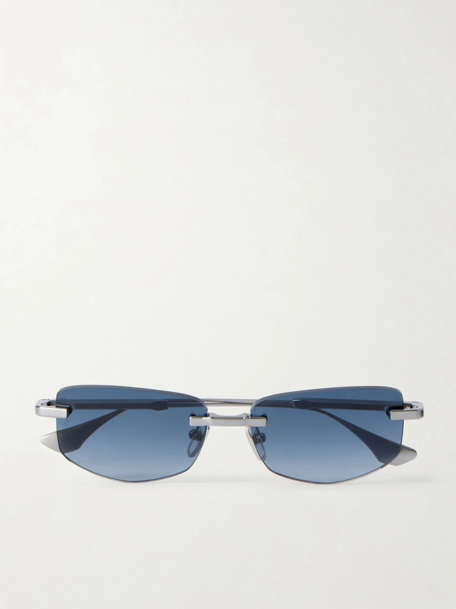 Trysim.75 Square-Frame Silver-Tone Titanium Sunglasses Silver - 1