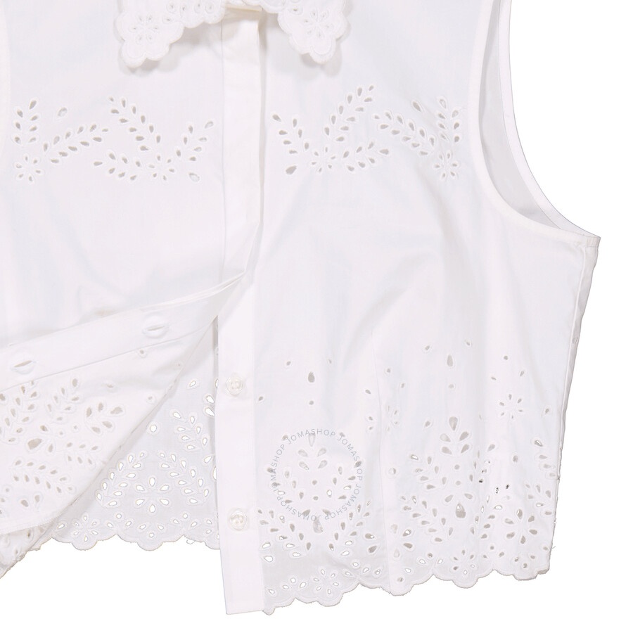 Rabanne Ladies Optical White Sleeveless Crop Top - 7