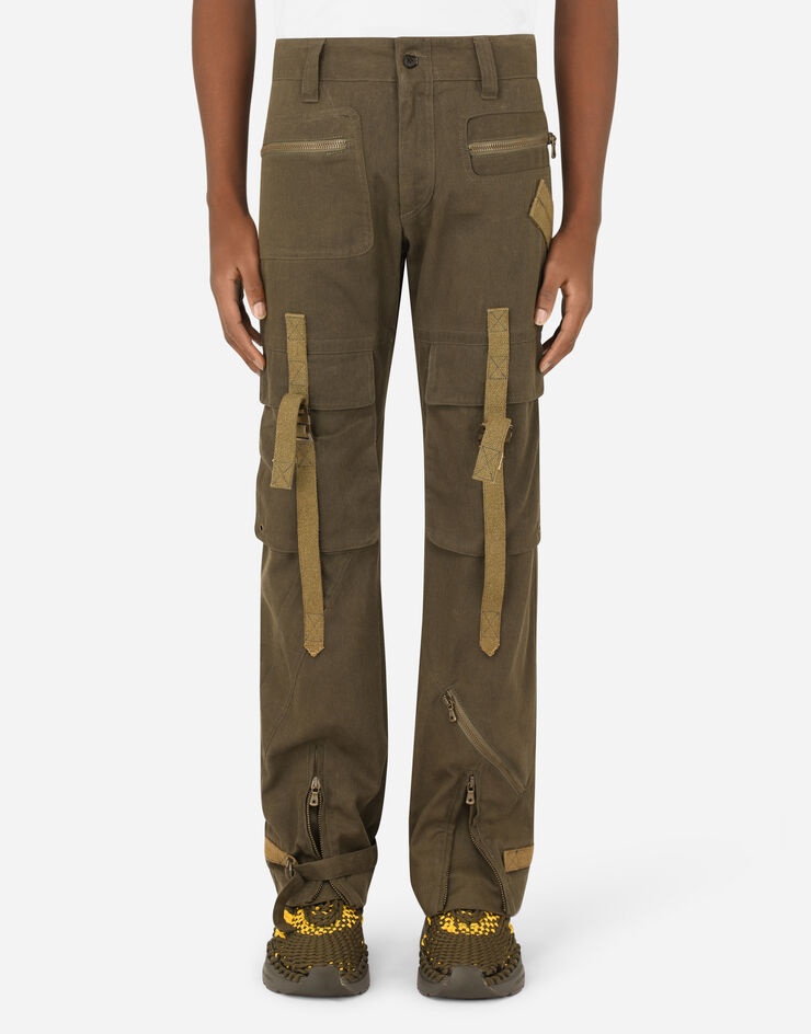 Cotton cargo pants with laces - 1