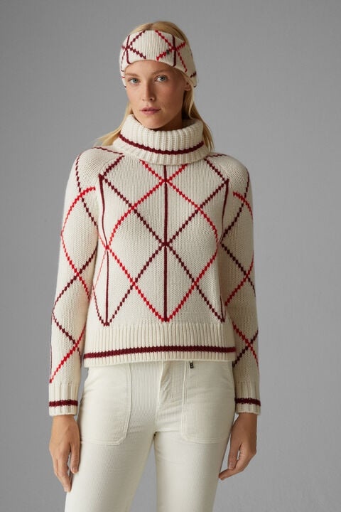 Solange Cashmere pullover in Off-white/Red - 2
