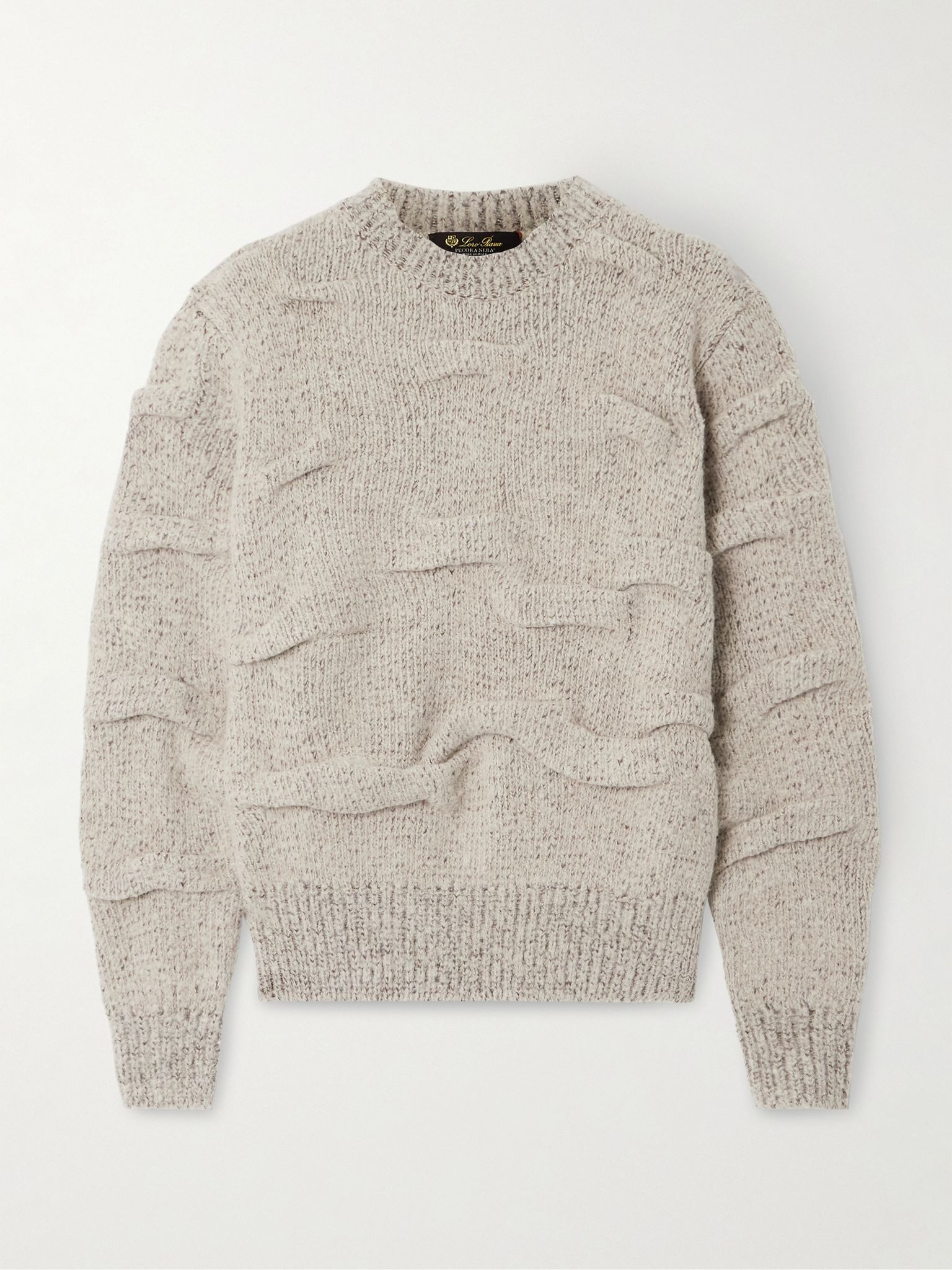 Gathered knitted wool sweater Light gray - 1