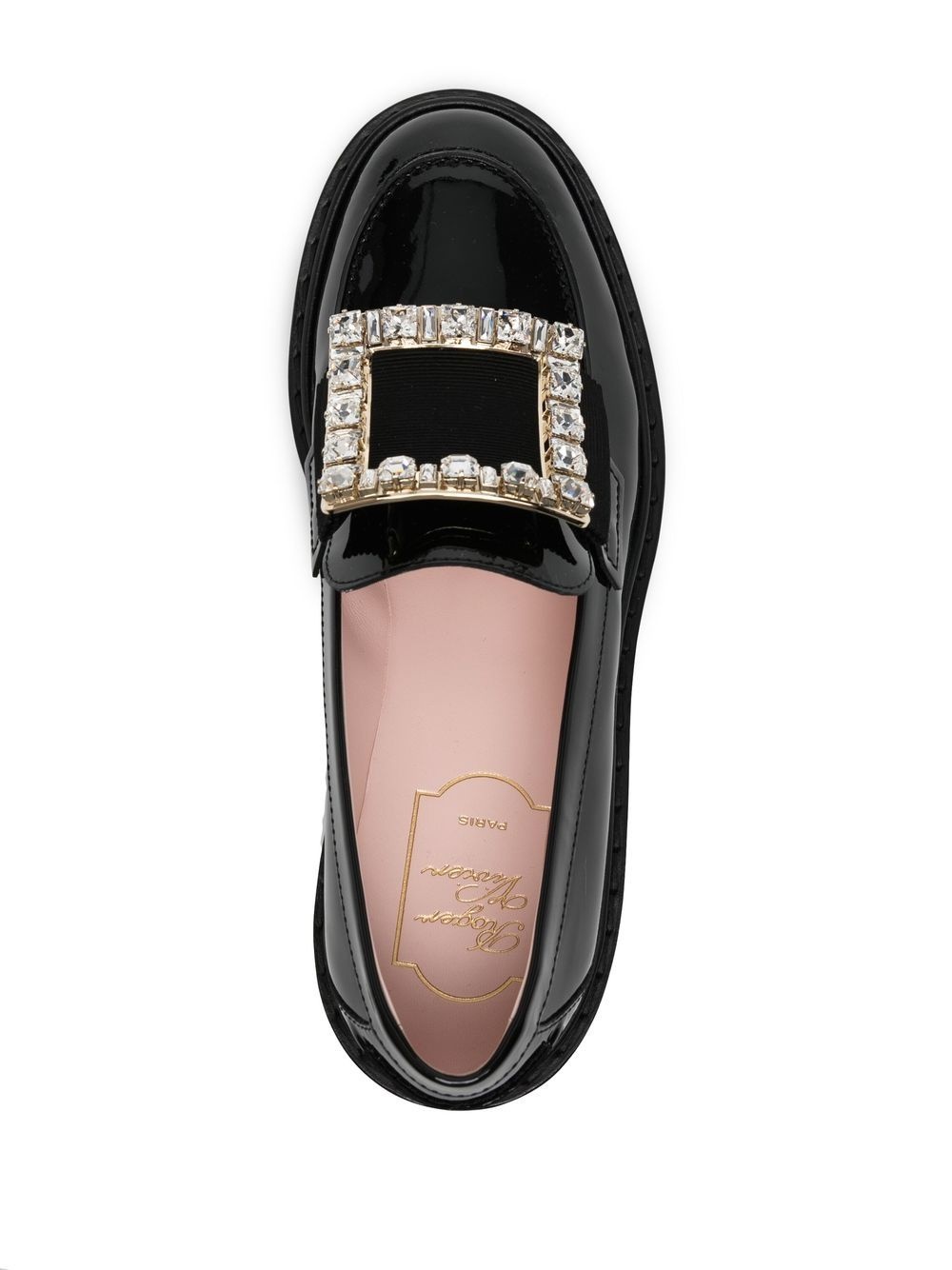 crystal-embellished patent leather loafers - 4