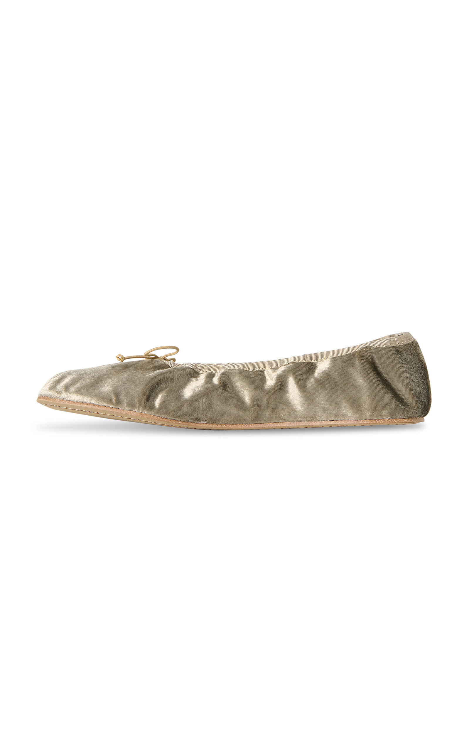 Round Velvet Ballet Flats ivory - 2