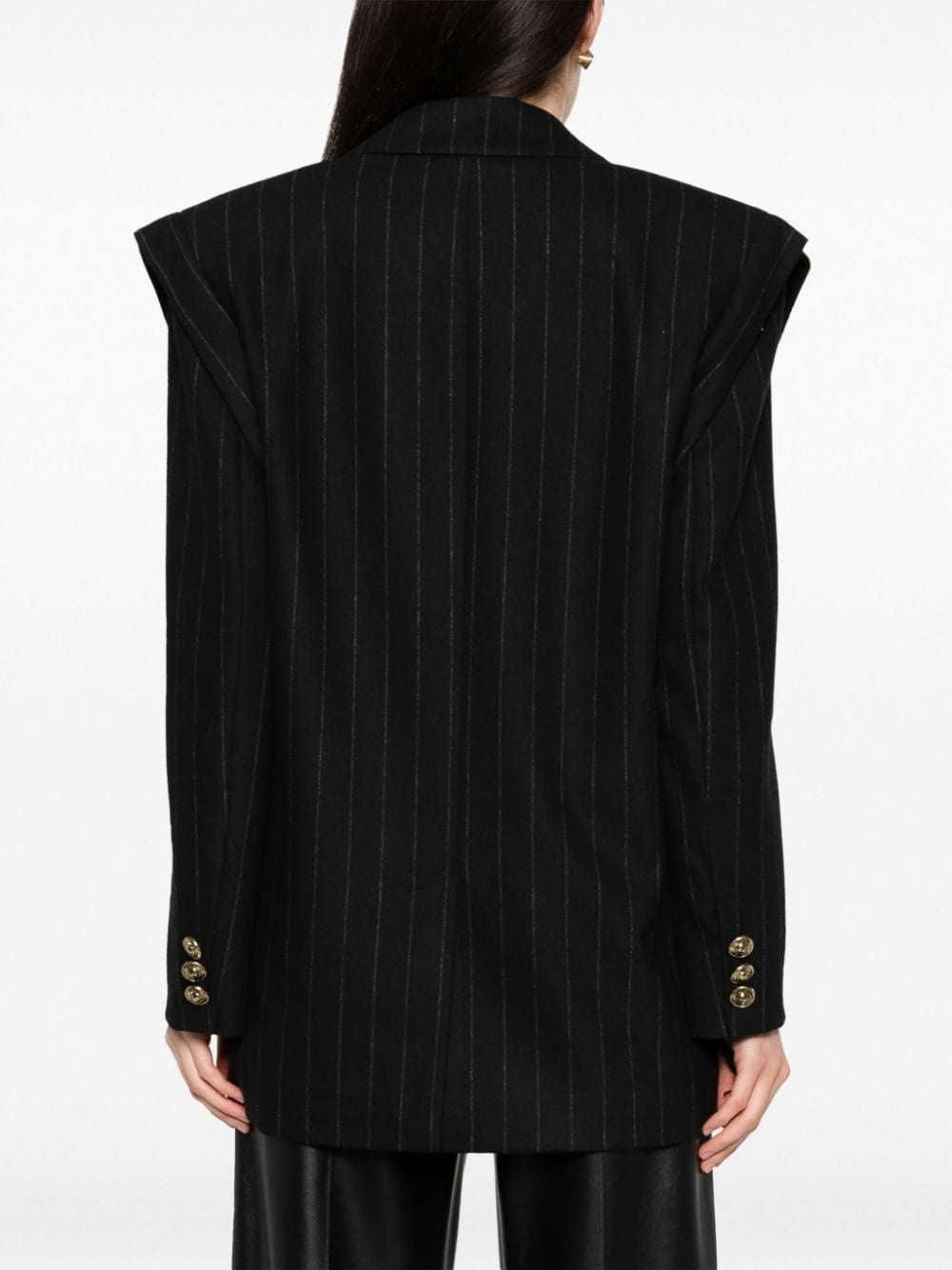 pinstriped double-breasted blazer - 8