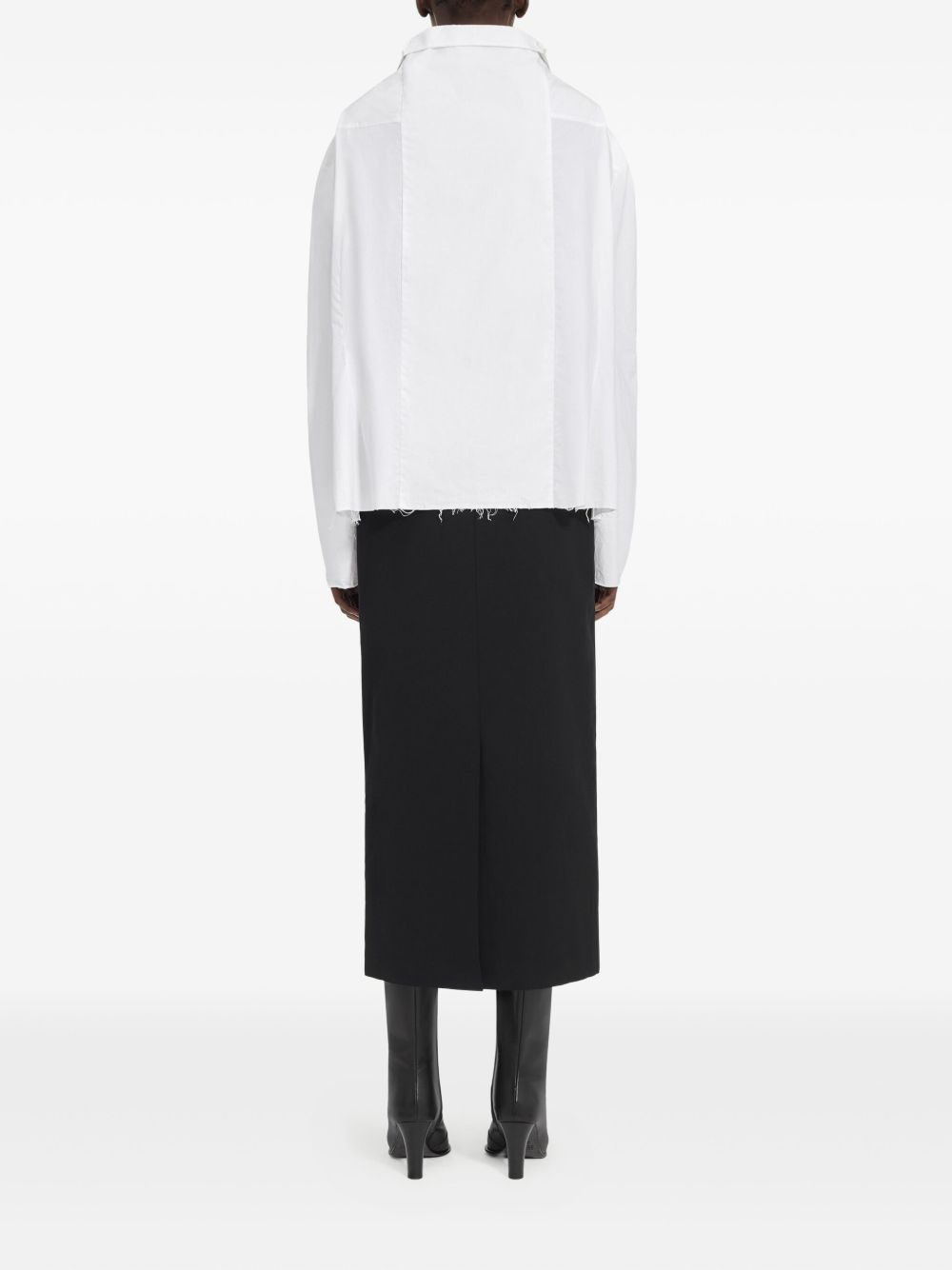 oversized-collar frayed-hem shirt - 4