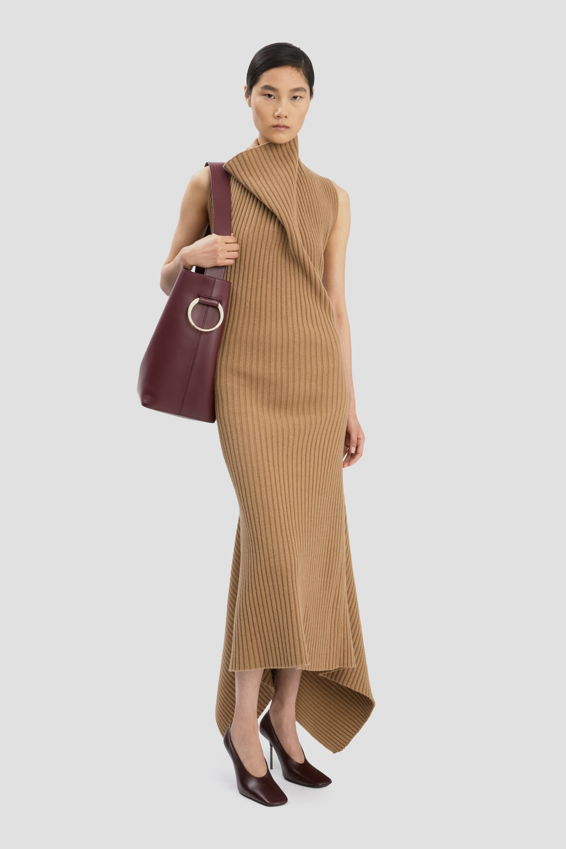 Dia Bucket Bag In Burgundy Smooth Leather - 2