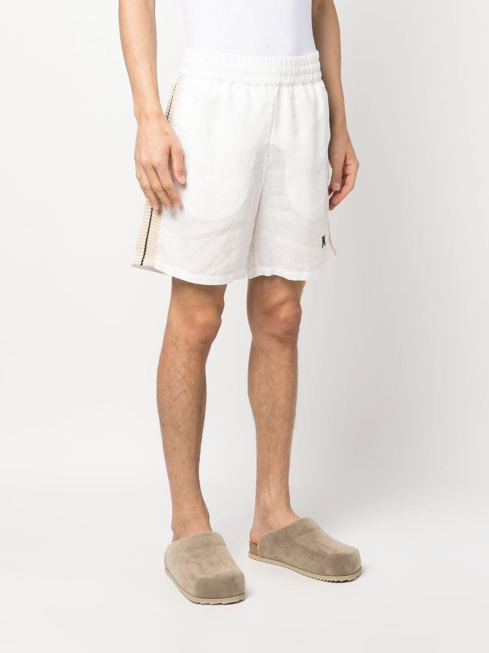 PA Monogram-print linen track shorts - 3
