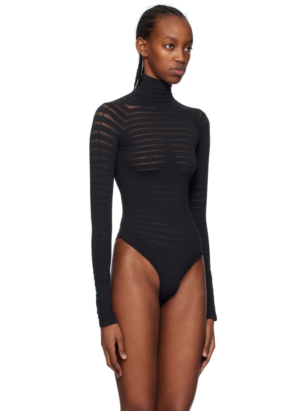 Turtleneck jersey bodysuit in black - Alaia